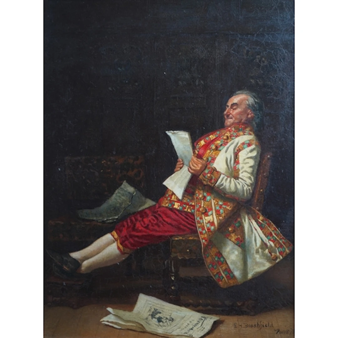 Edwin Howland Blashfield (1848-1936), Interior scene with ge...
