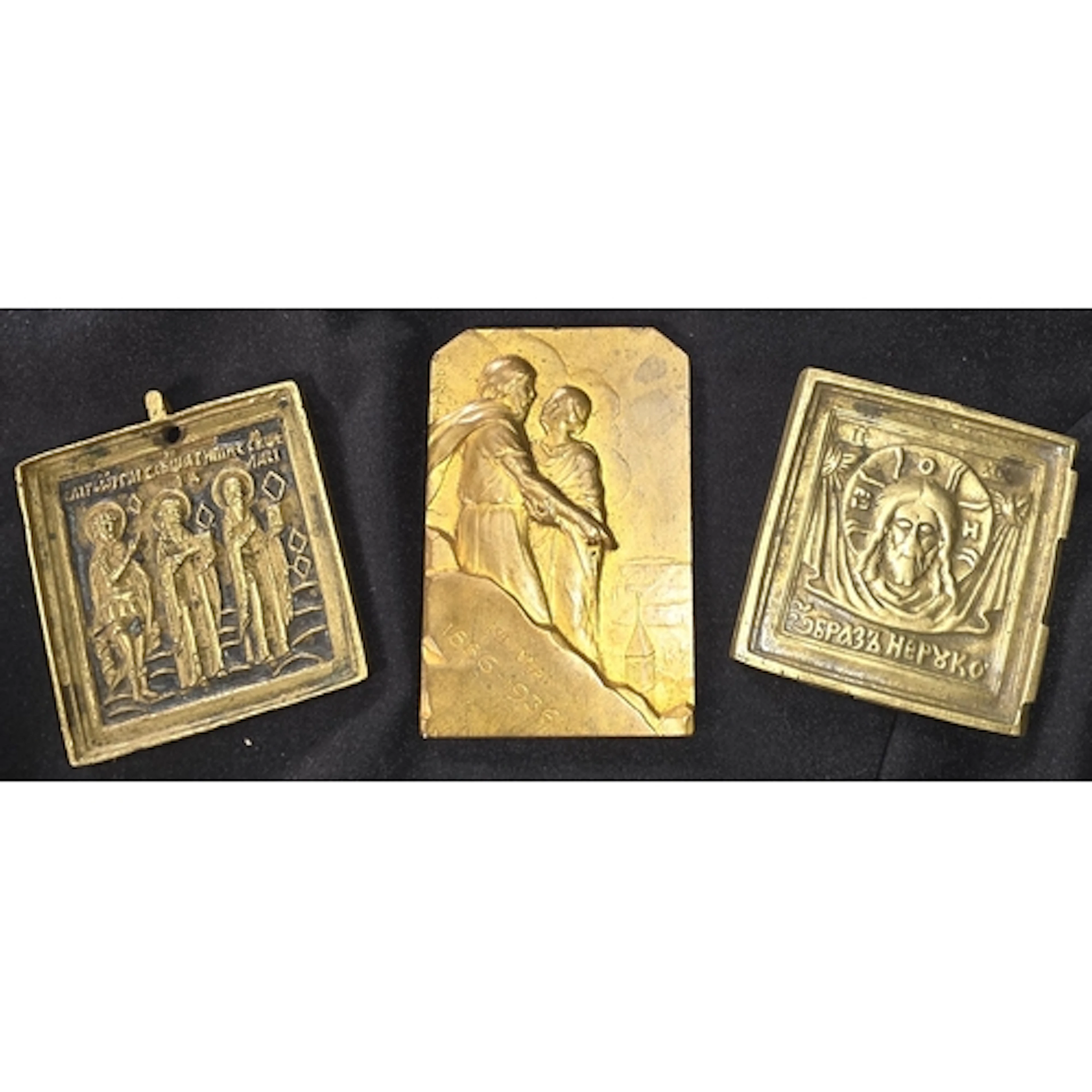 A French gilt bronze plaque commemorating 50 years and two 1...