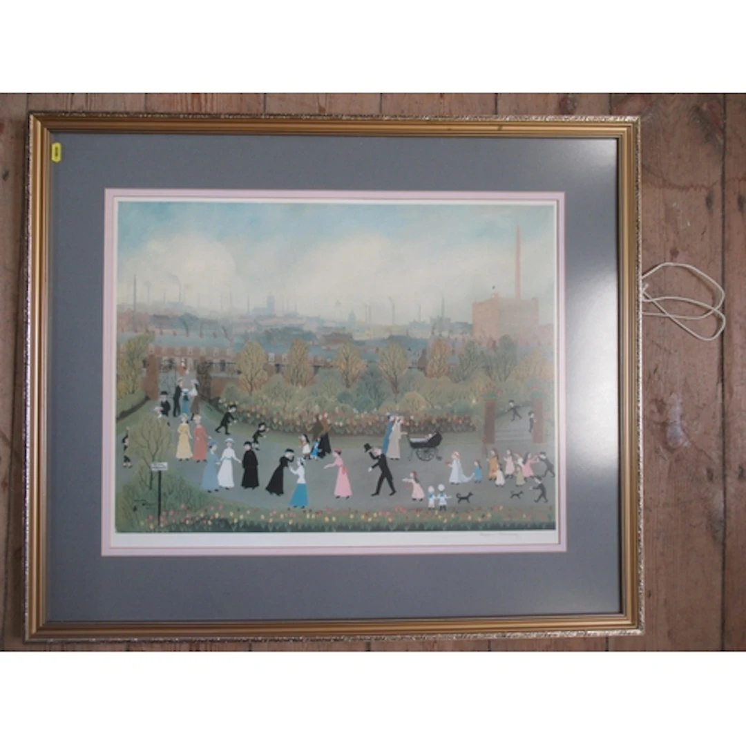 Helen Bradley, signed colour print, The Park on a May Day, 1...