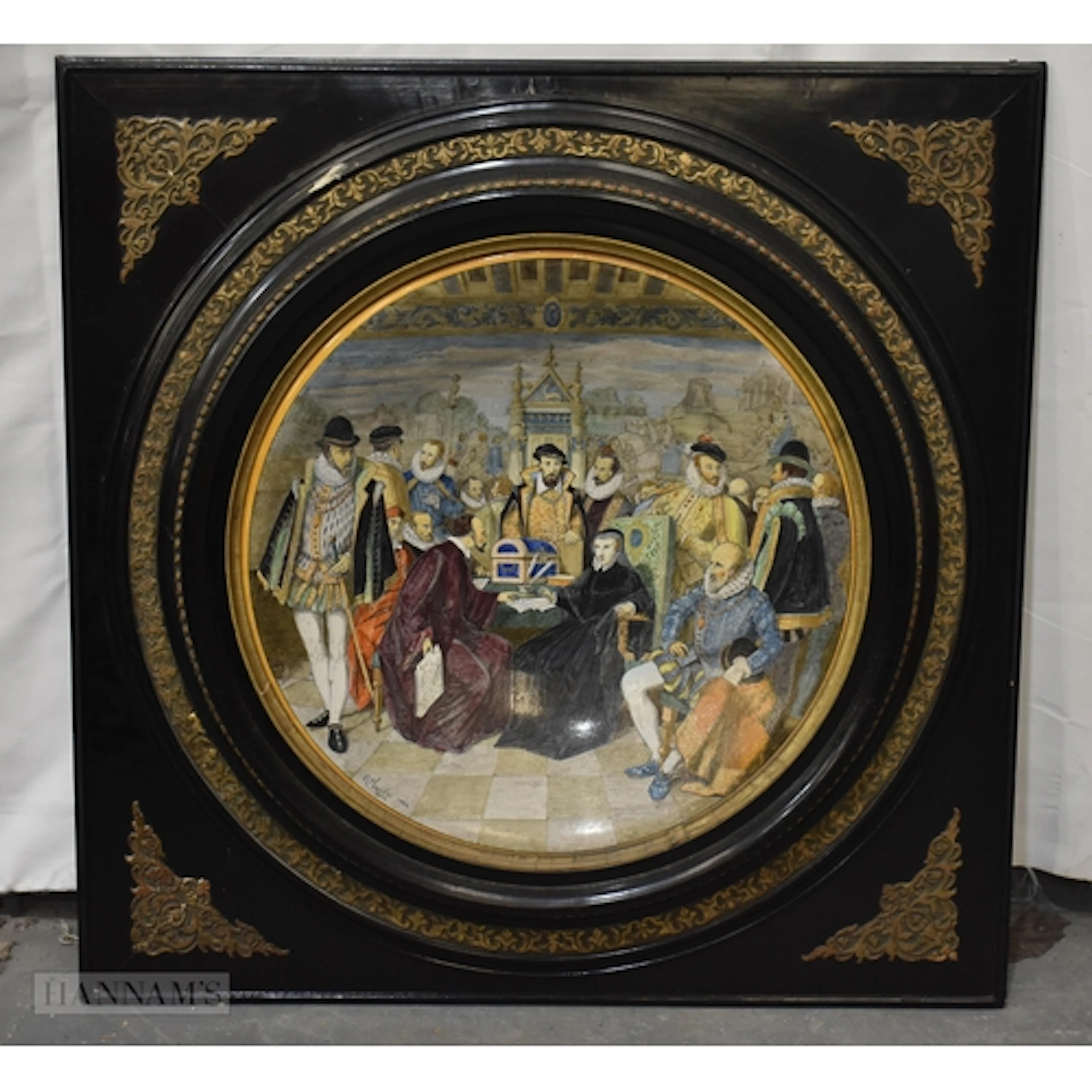 A VERY LARGE 19TH CENTURY ITALIAN MAJOLICA PLAQUE within a b...
