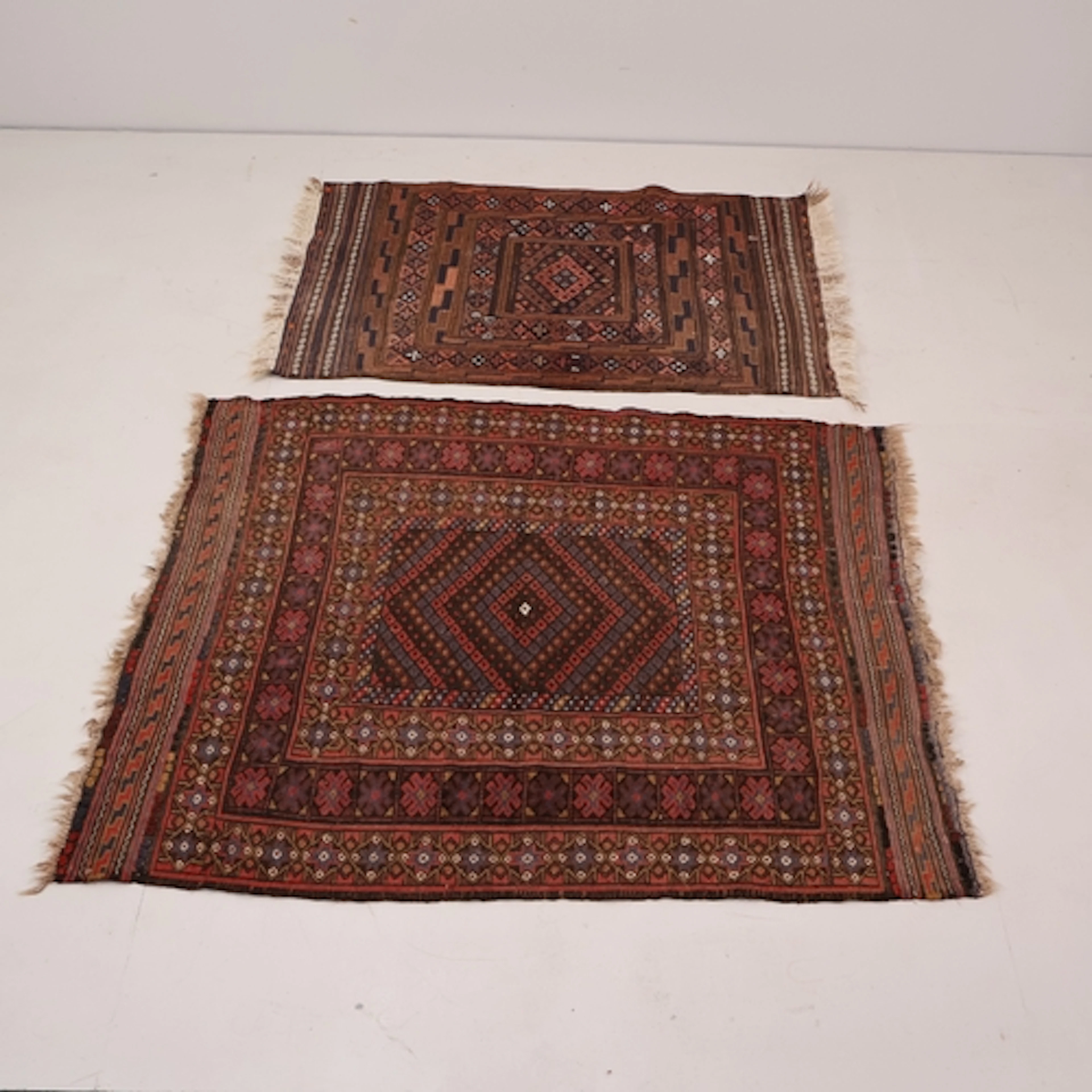 Two similar Afghan Meshwani kilim rugs, largest L133cm, W110...
