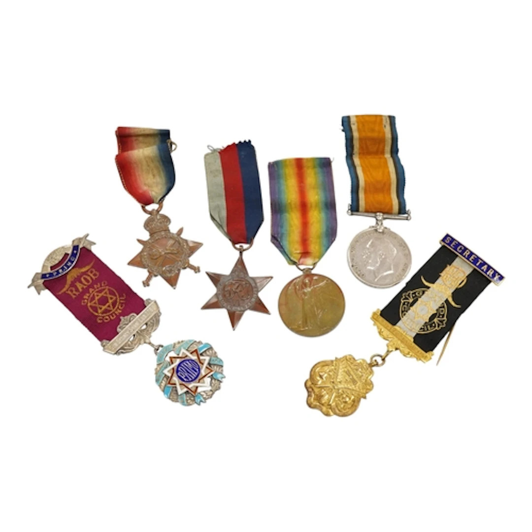 A First World War medal trio awarded to S.S.105961 C.A. Adam...