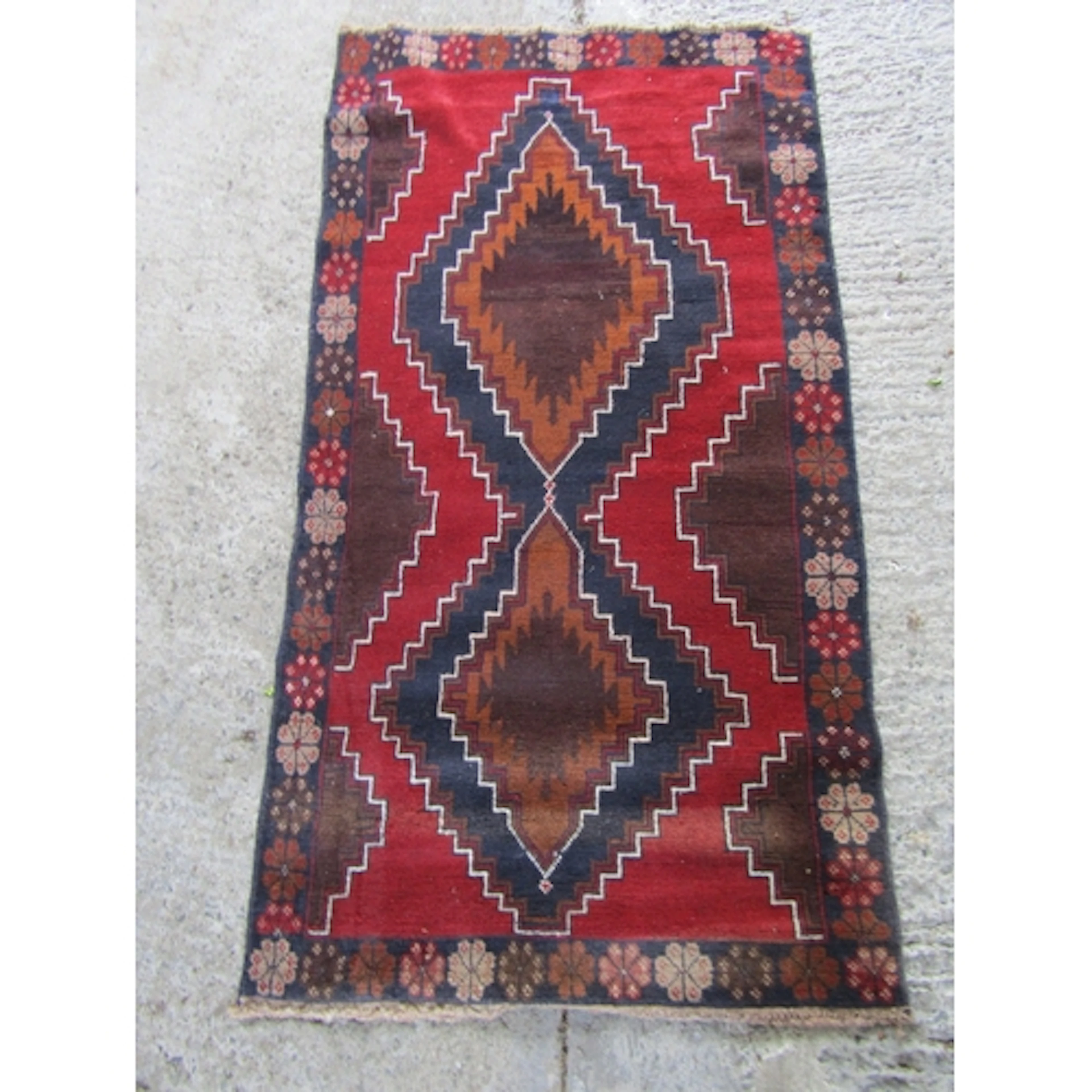 Persian Pure Wool Runner Burgundy Ground Patterned Borders A...