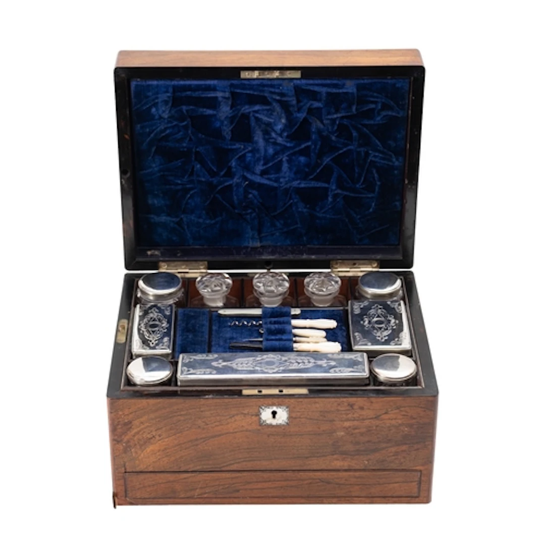 A Victorian rosewood dressing and jewellery case, circa 1880...