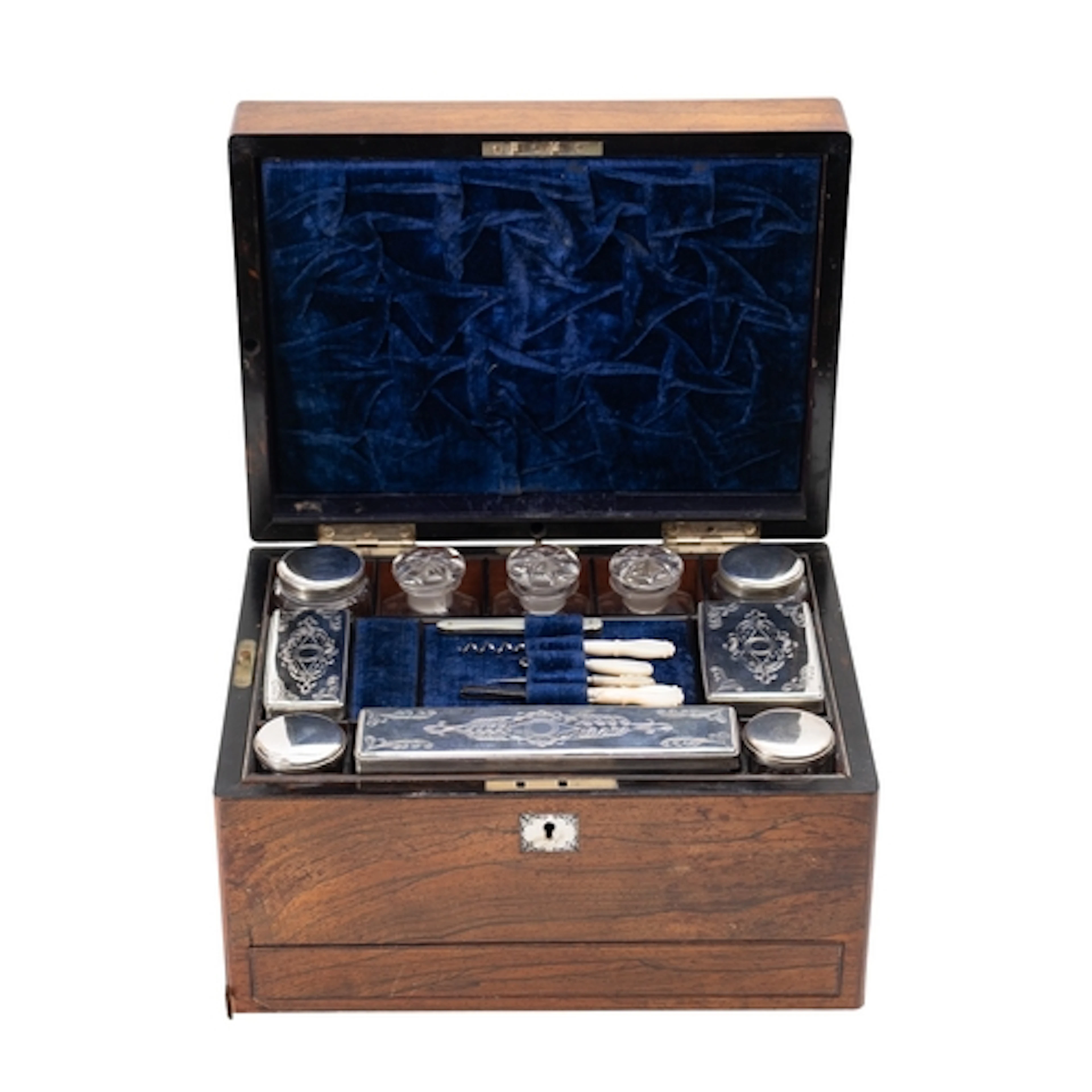A Victorian rosewood dressing and jewellery case, circa 1880...