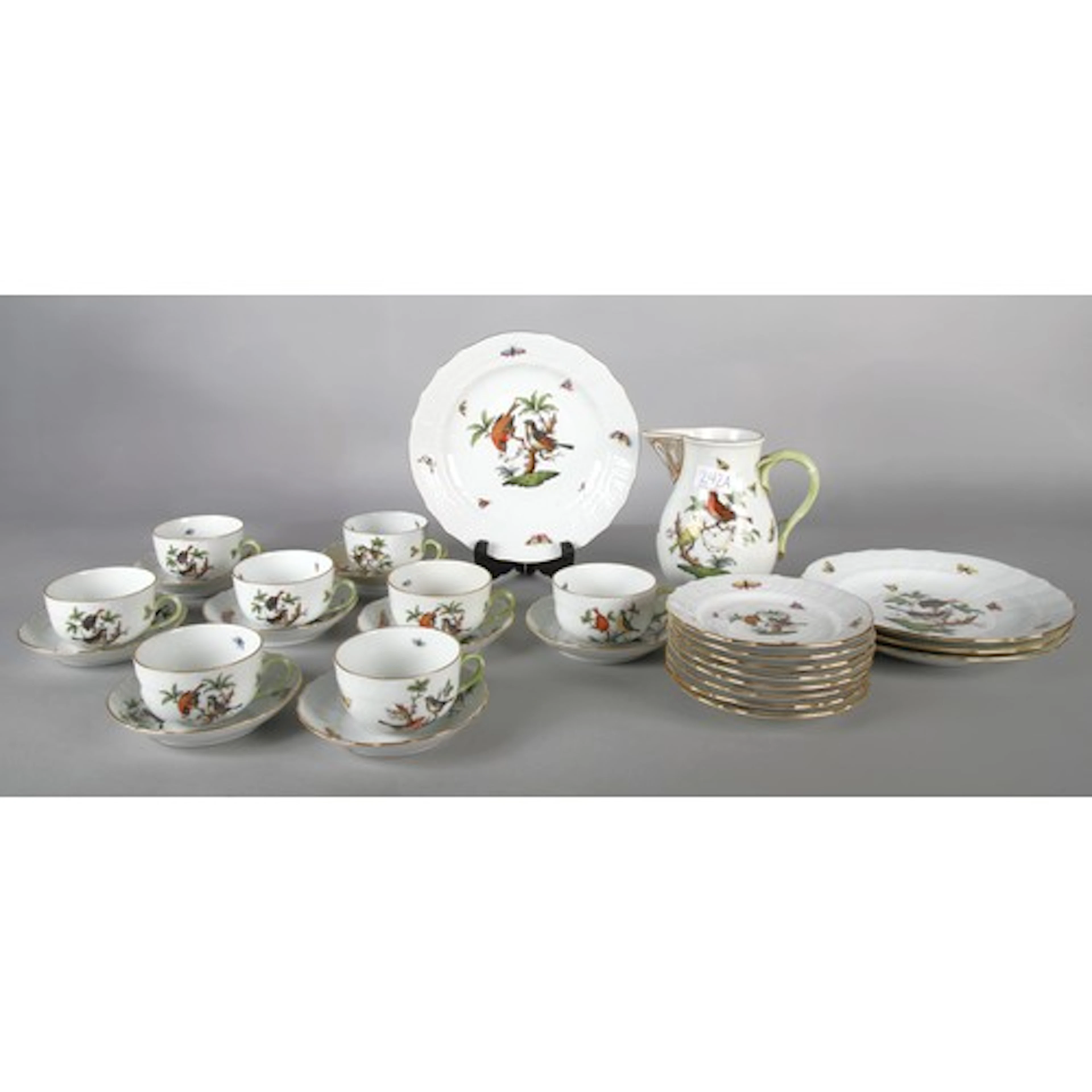 Herend Hungary, hand-painted tea service in the 'Rothschild'...