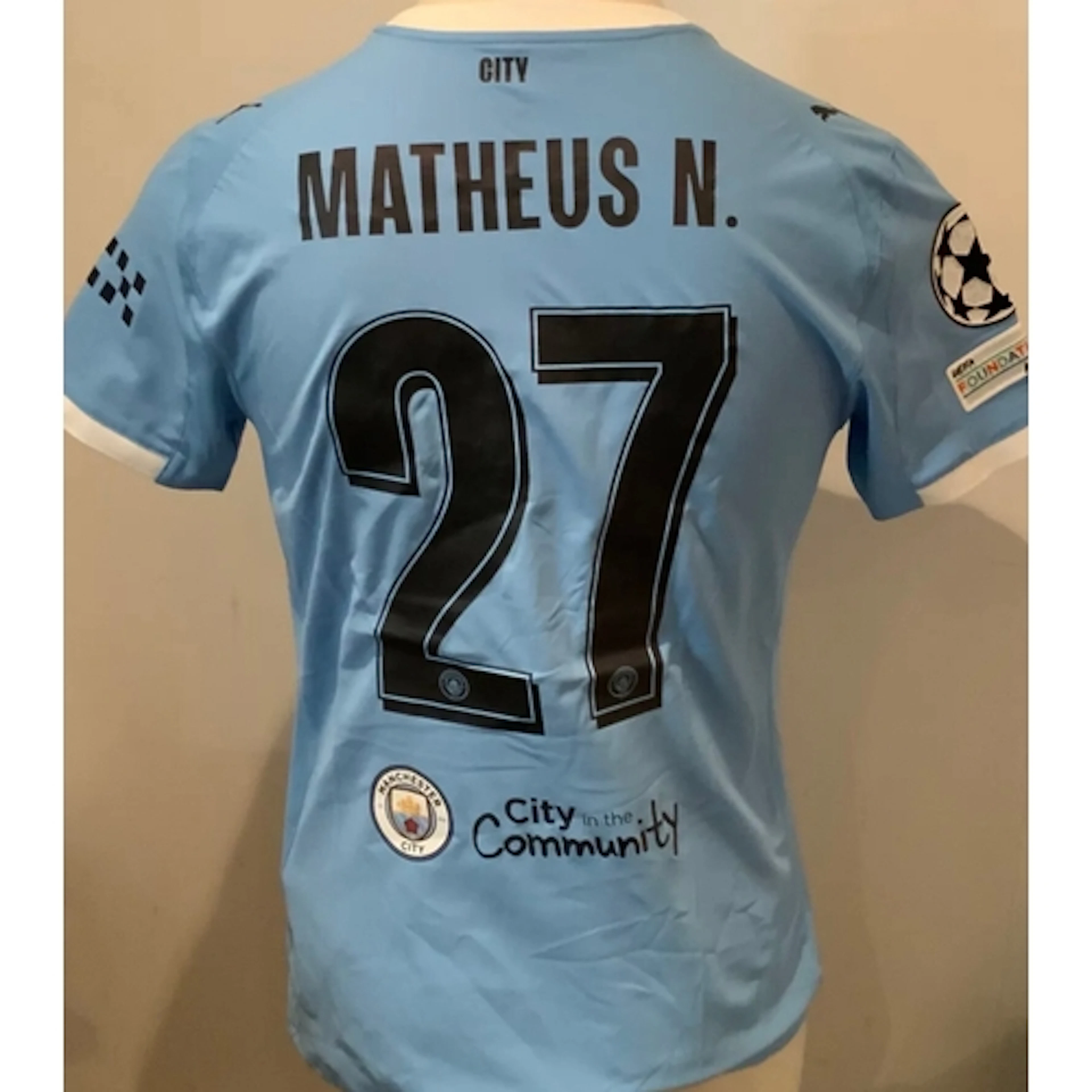 Manchester City 2025/26 Match Worn Football Shirt Mateus Nu...