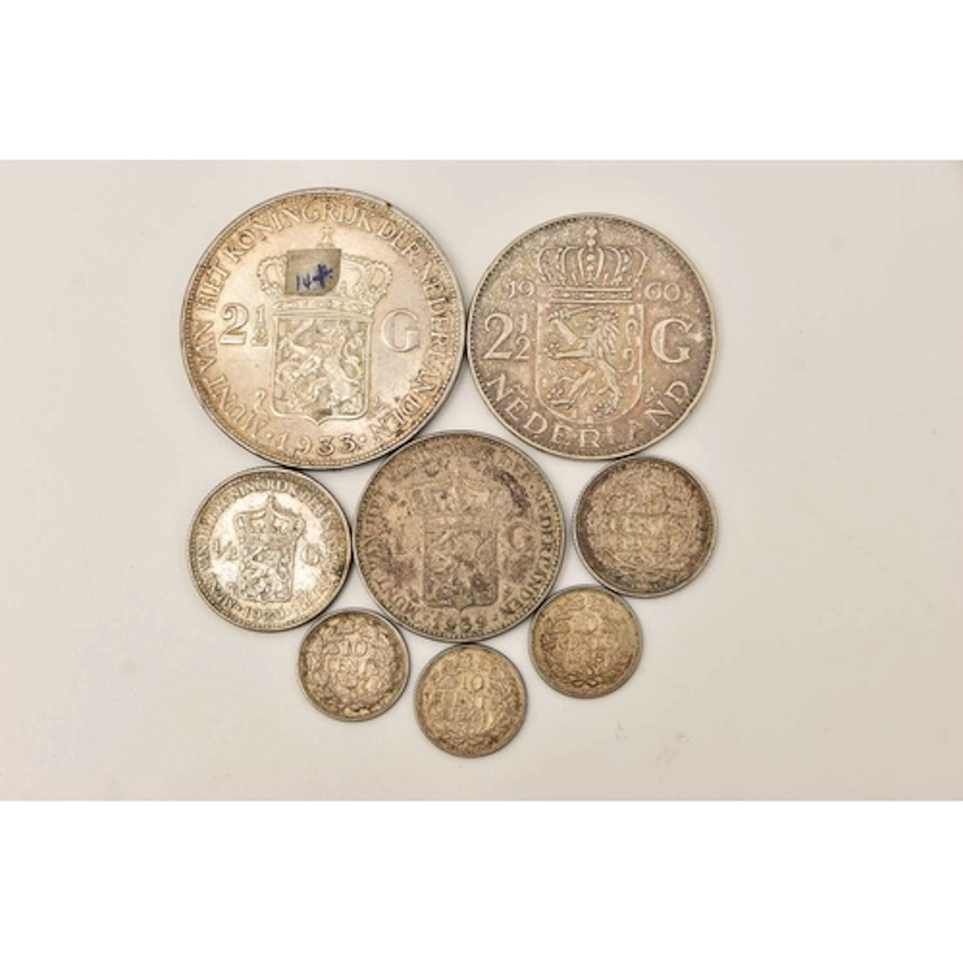 Silver. Netherland coins 1933 2 1/2 Guilder 1933 another 196...