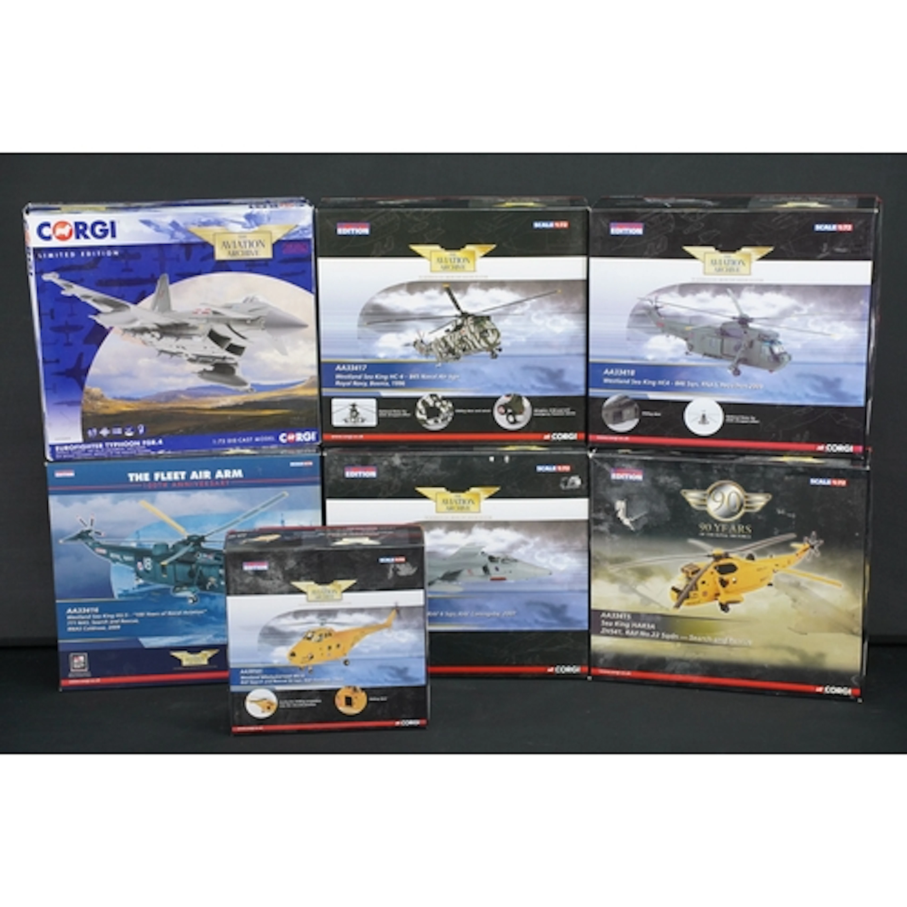 Seven boxed Corgi Aviation Archive diecast model aircraft to...