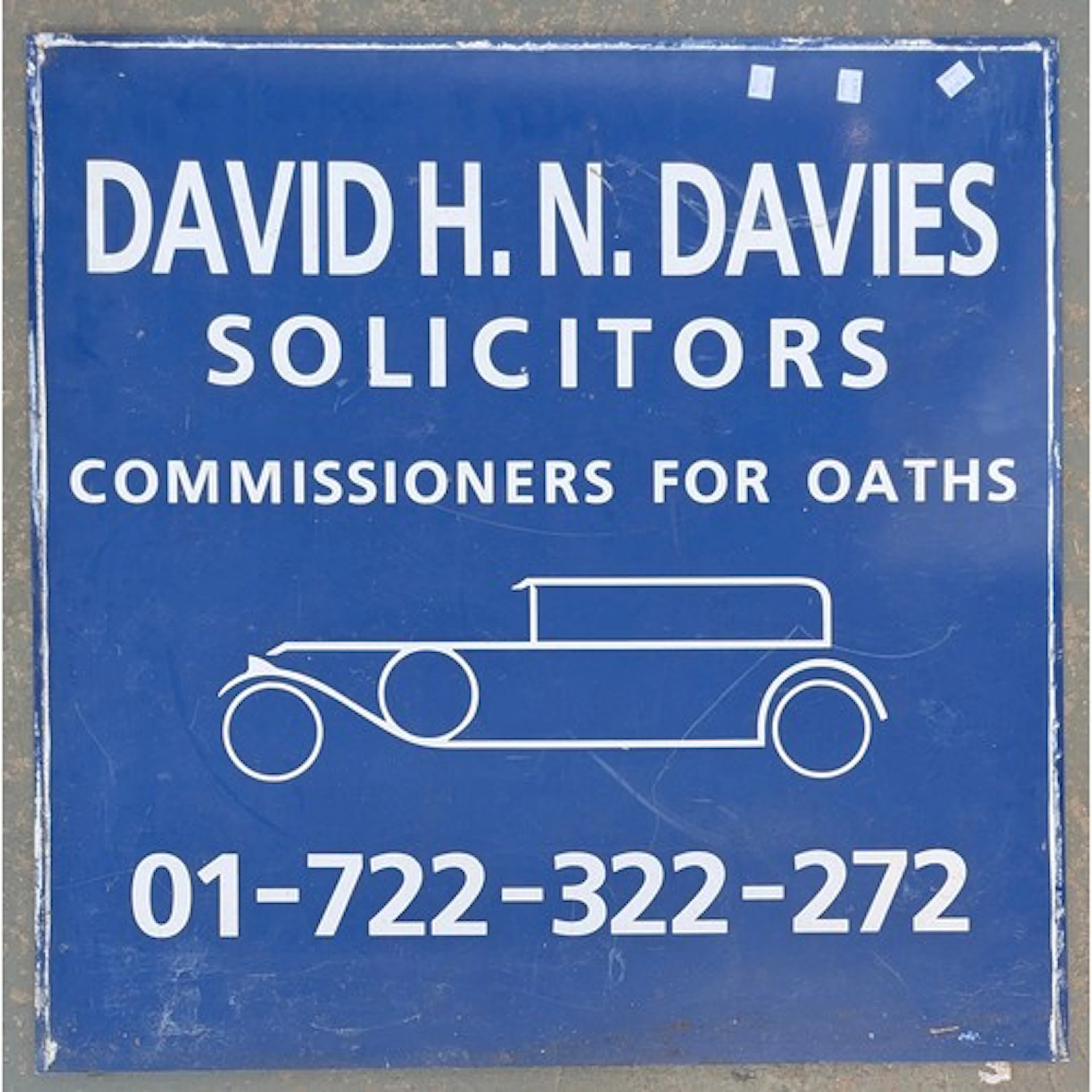 A vintage blue and white double sided enamel advertising sig...