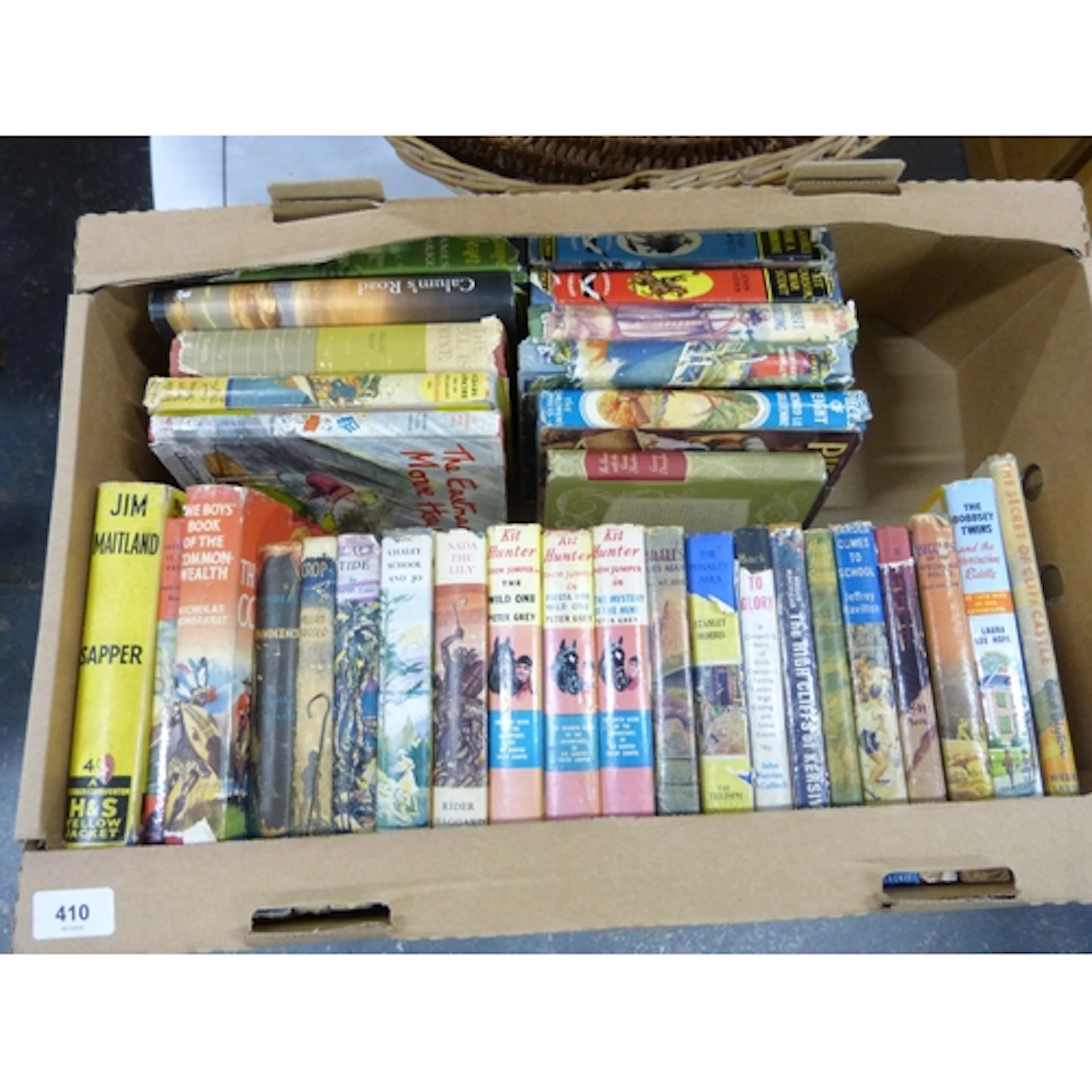 Large box of vintage books, mainly 60's with dust jackets.