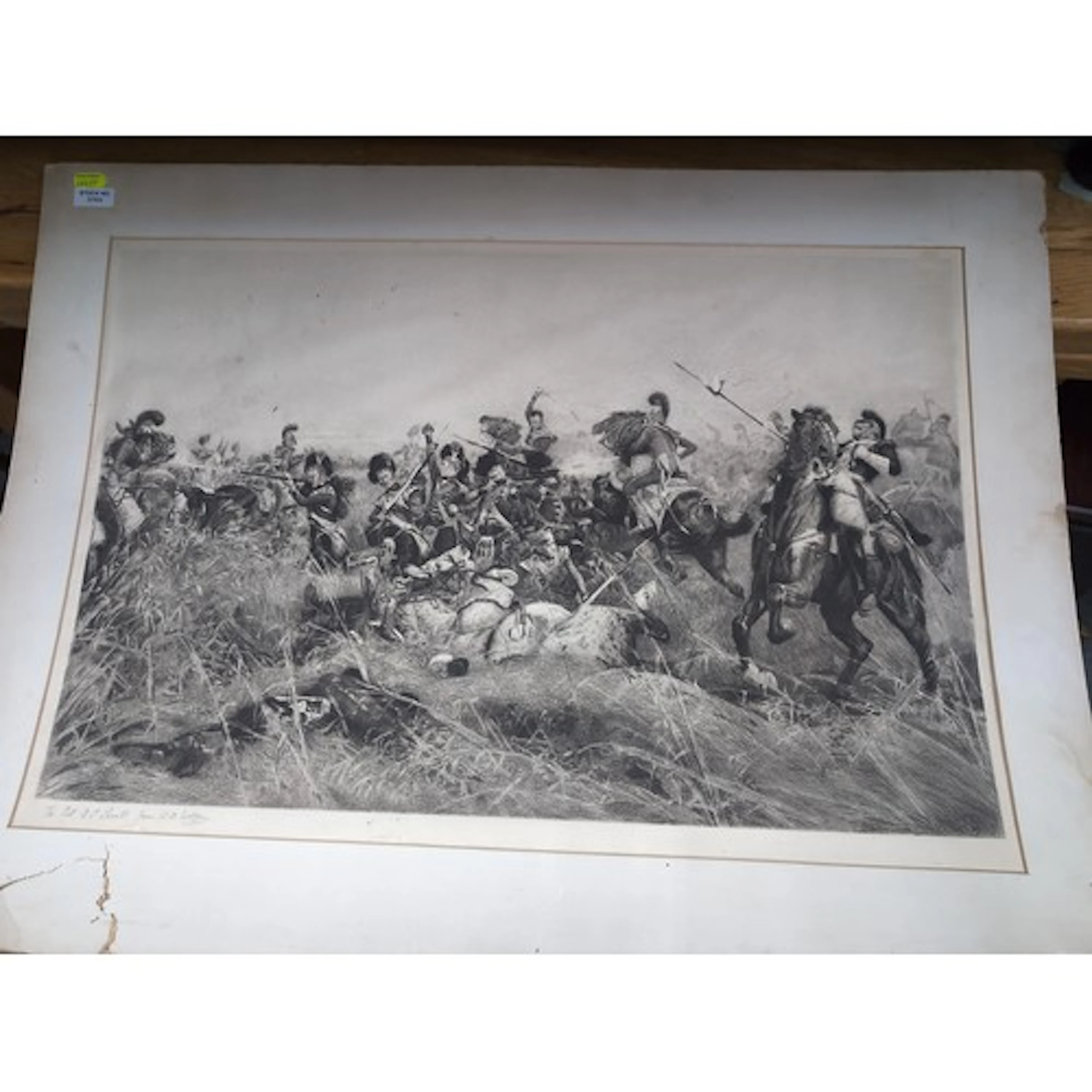 Quatre Bras (Black Watch at Bay) etching of the 1894 oil pai...