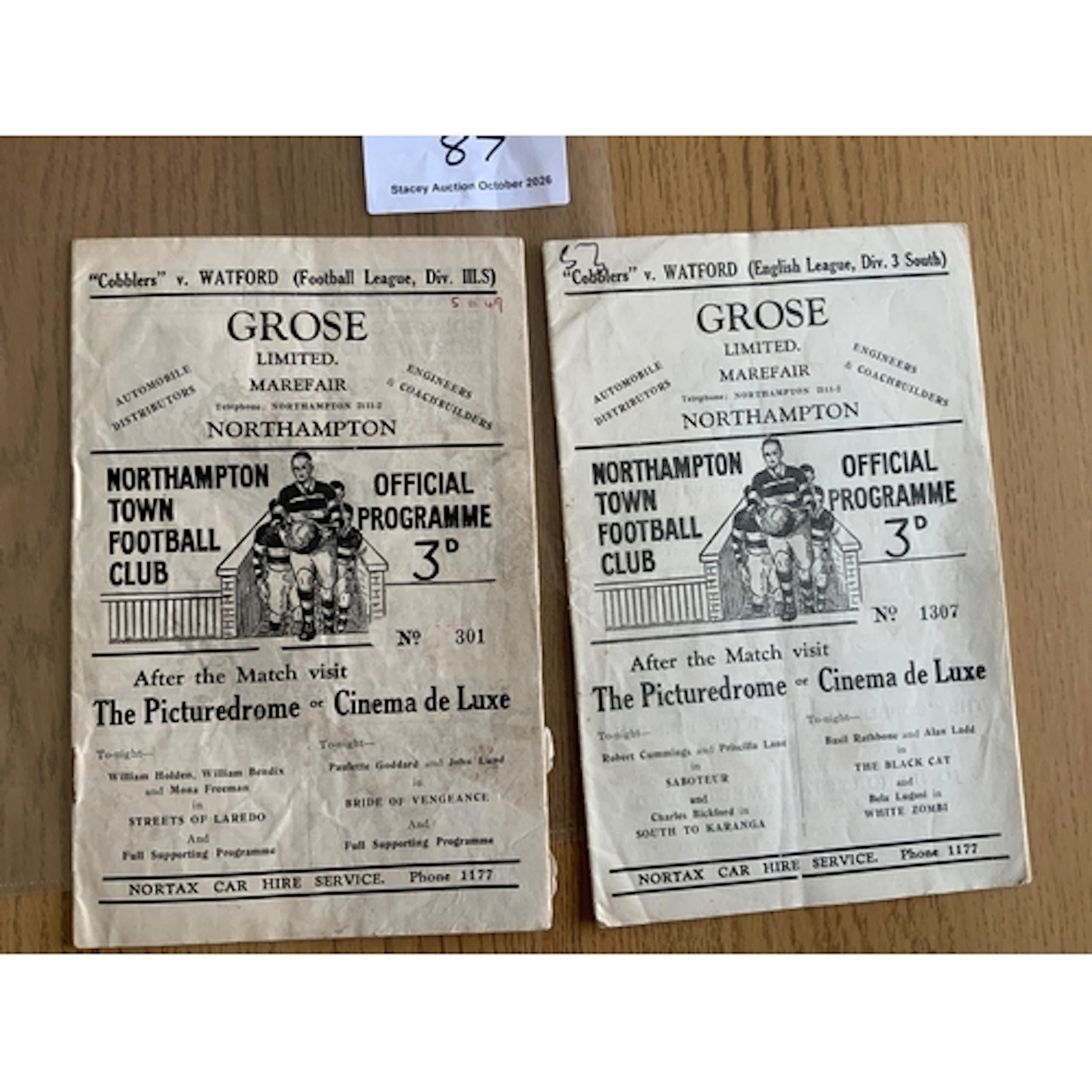 1940s Northampton v Watford Football Programmes: 48/49 + 49/...