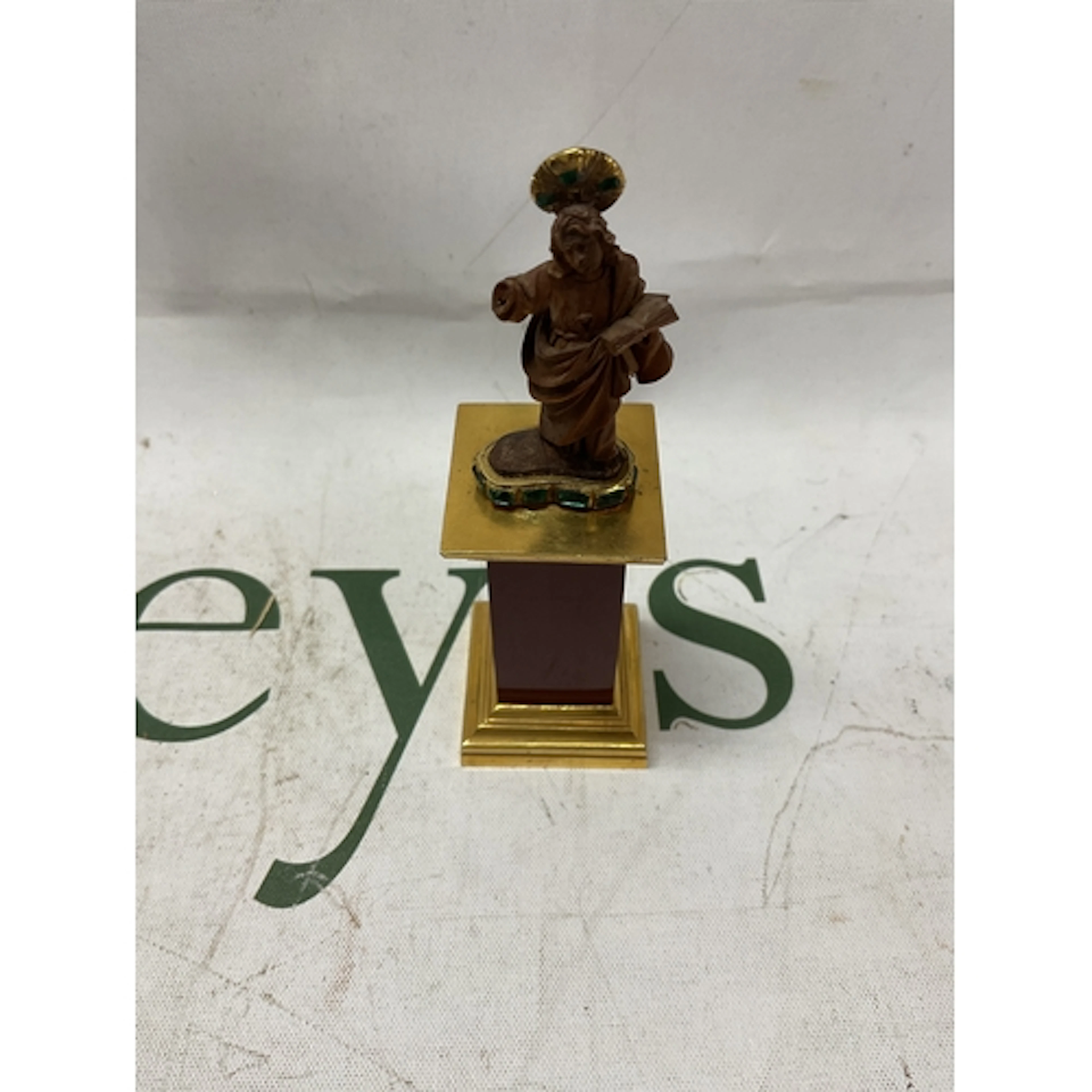 19th C Figure of St Paul holding an open book carved from Ol...