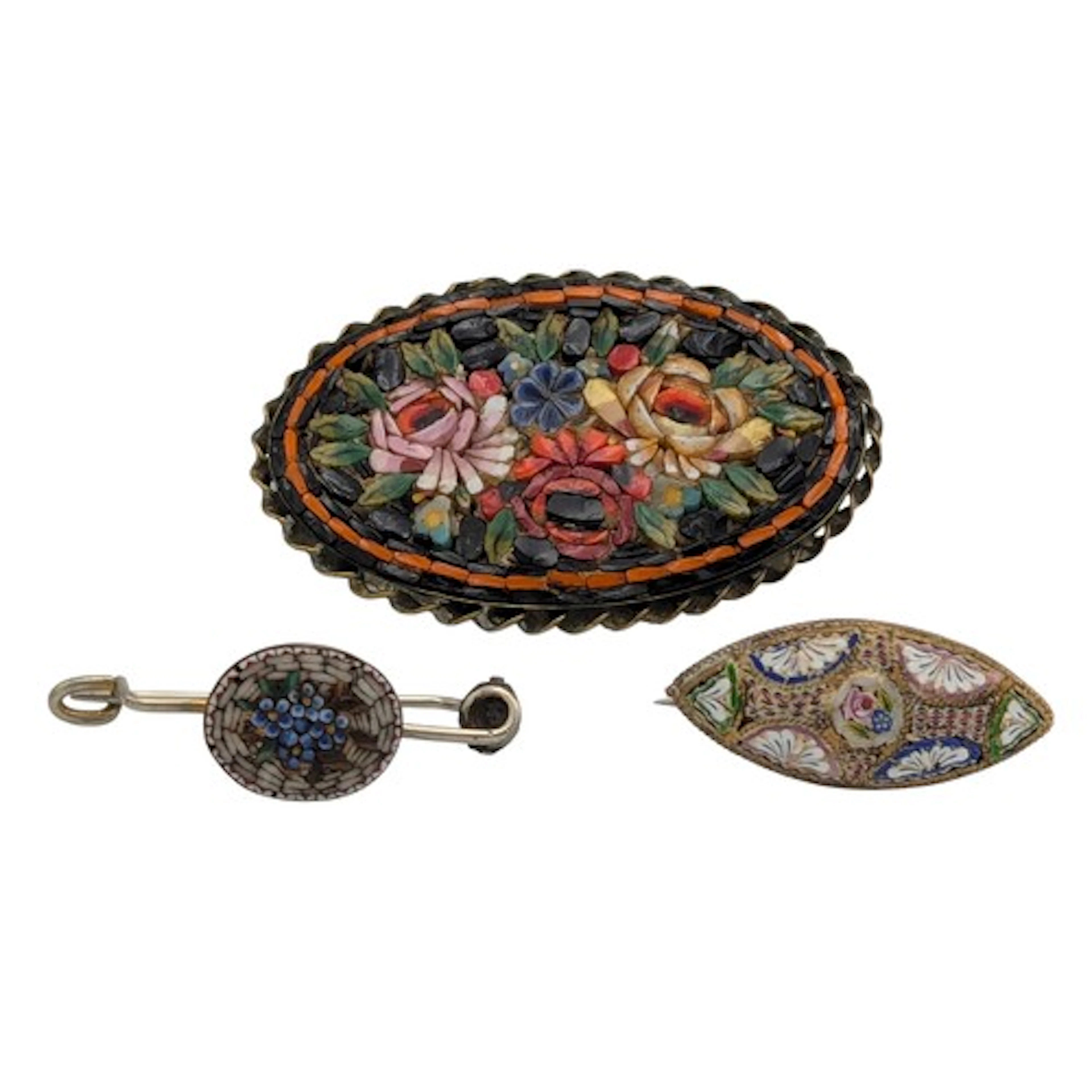 Jewellery - A Victorian micro mosaic brooch, as blossoming f...