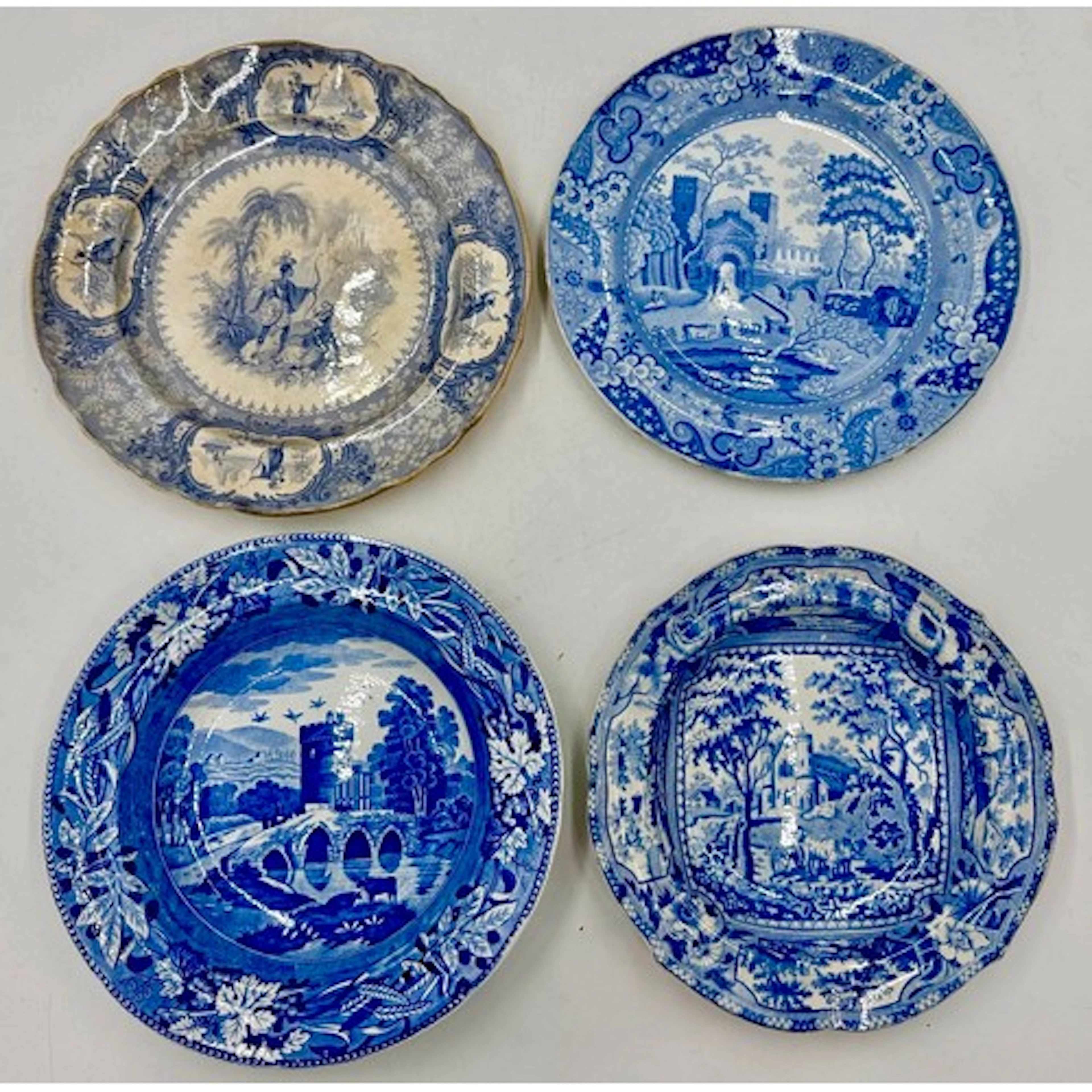 A group of early 19th century blue and white transfer-printe...