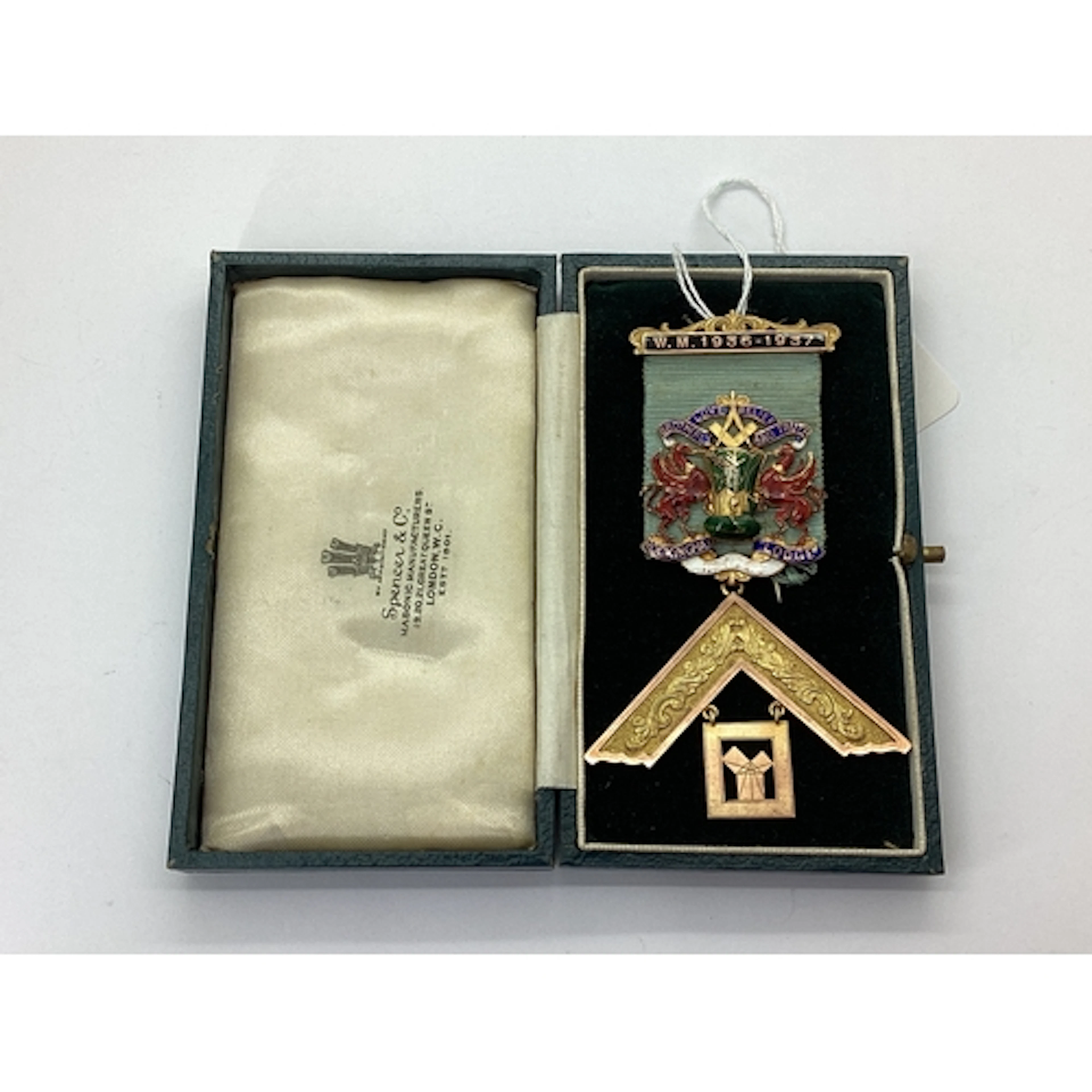 Masonic Interest; Rockingham Lodge 9ct Gold Jewel, set squar...