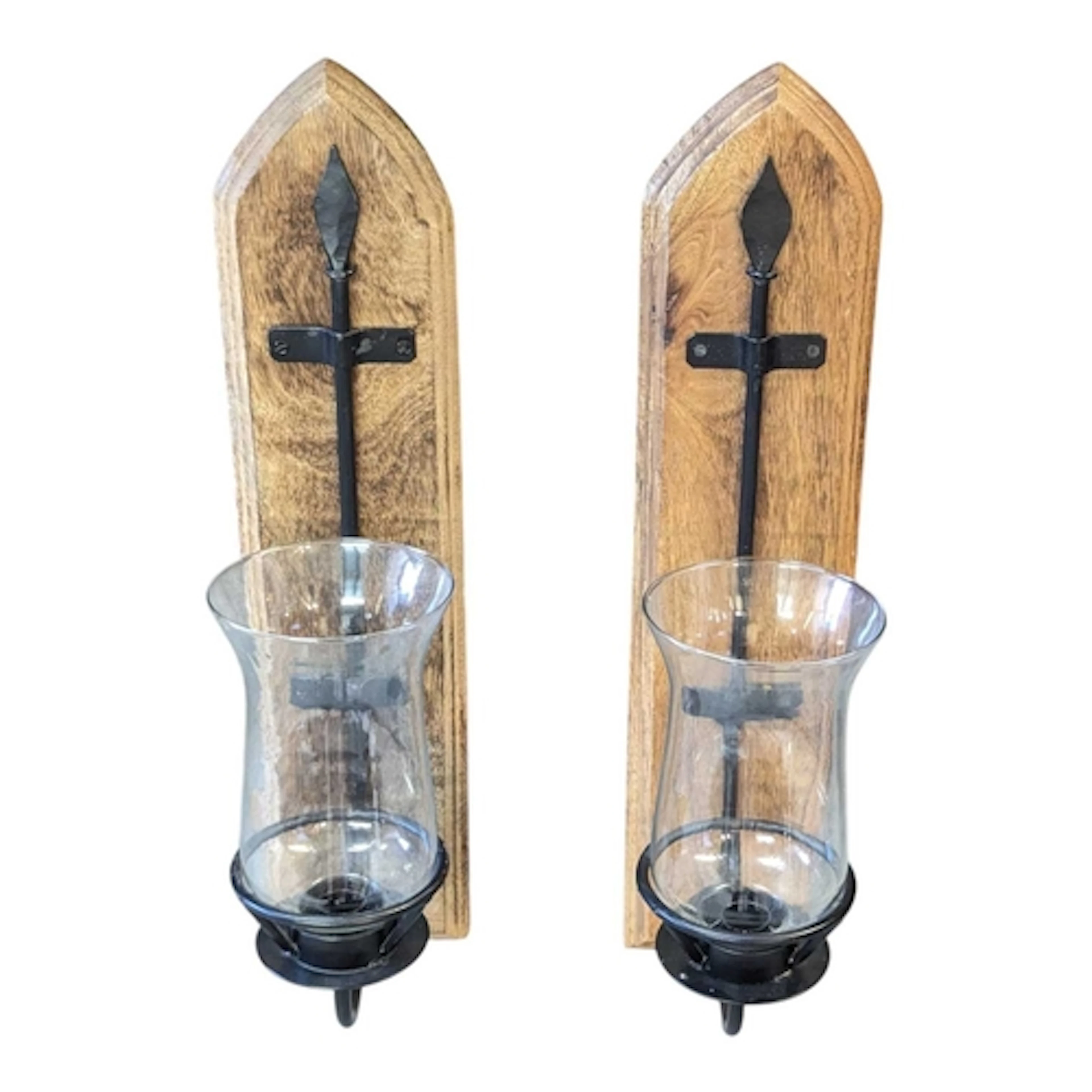 A pair of contemporary gothic style sconces. Featuring wroug...