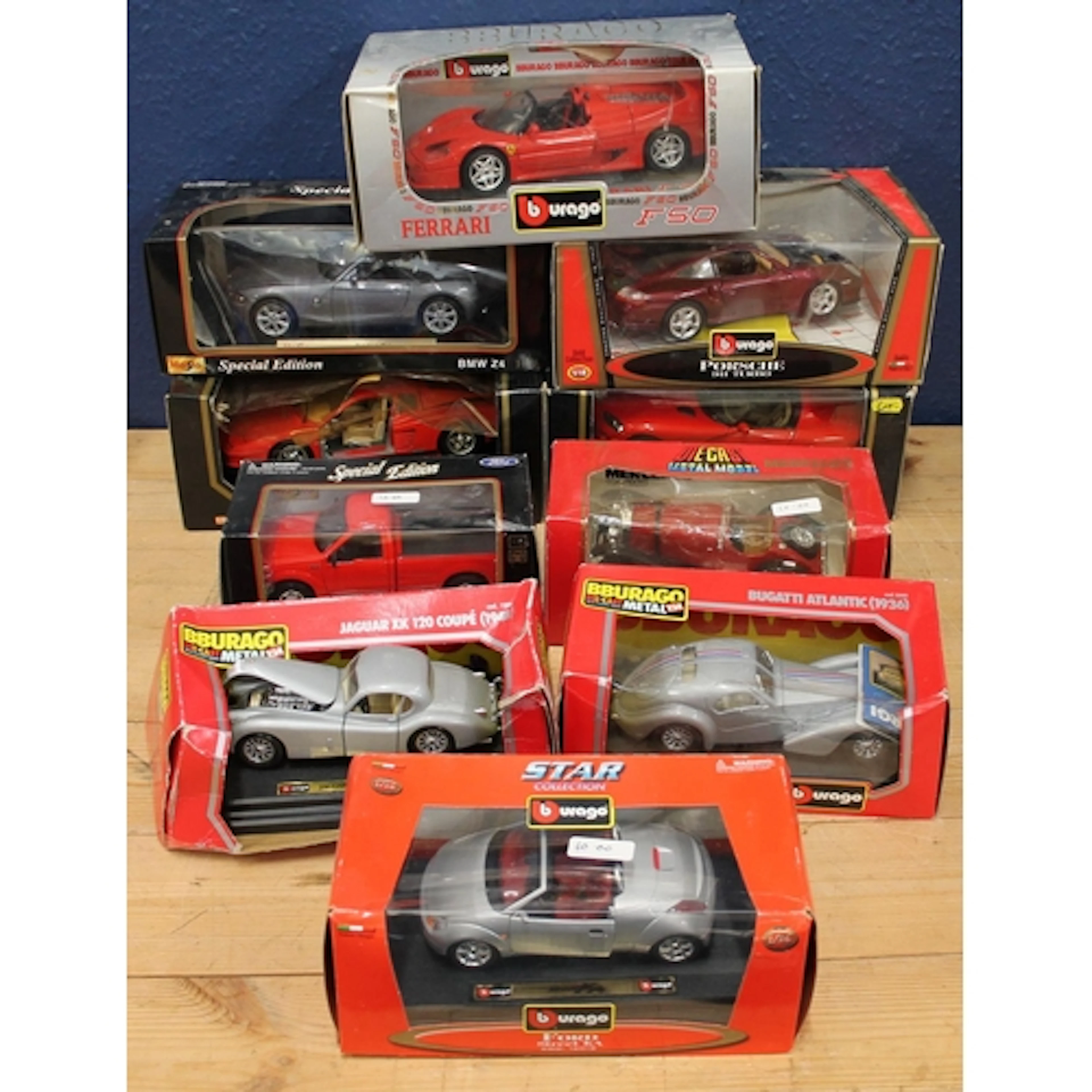 Burago 1:18 scale diecast model vehicles to include 3025 Dod...