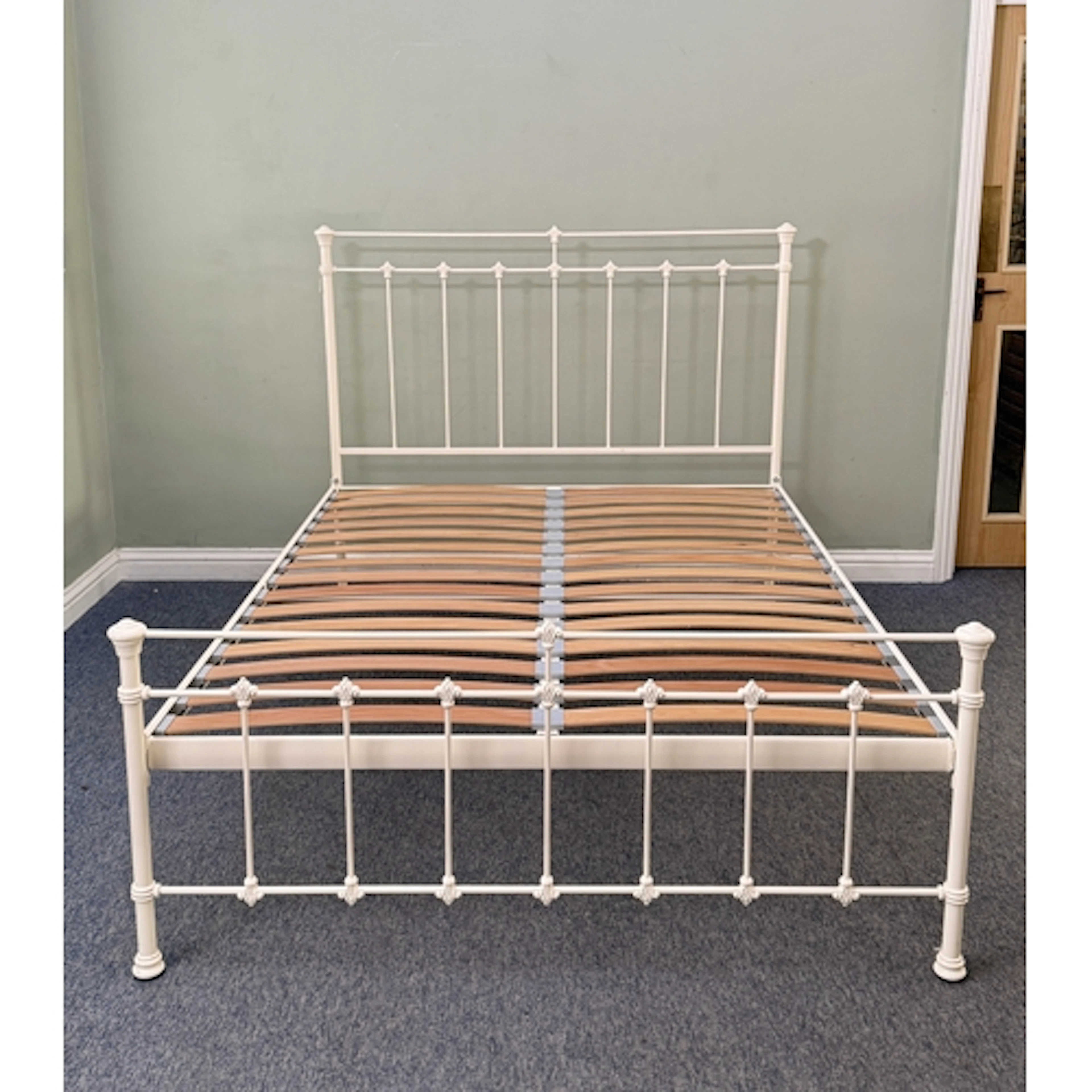 A white painted Victorian-style king size bed frame - with b...