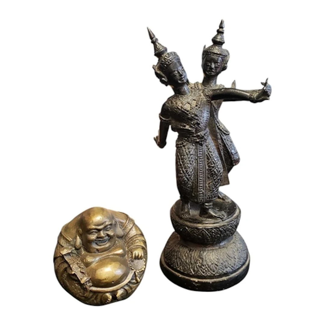 Late 20th century Thai bronze dancers figure and a small bra...