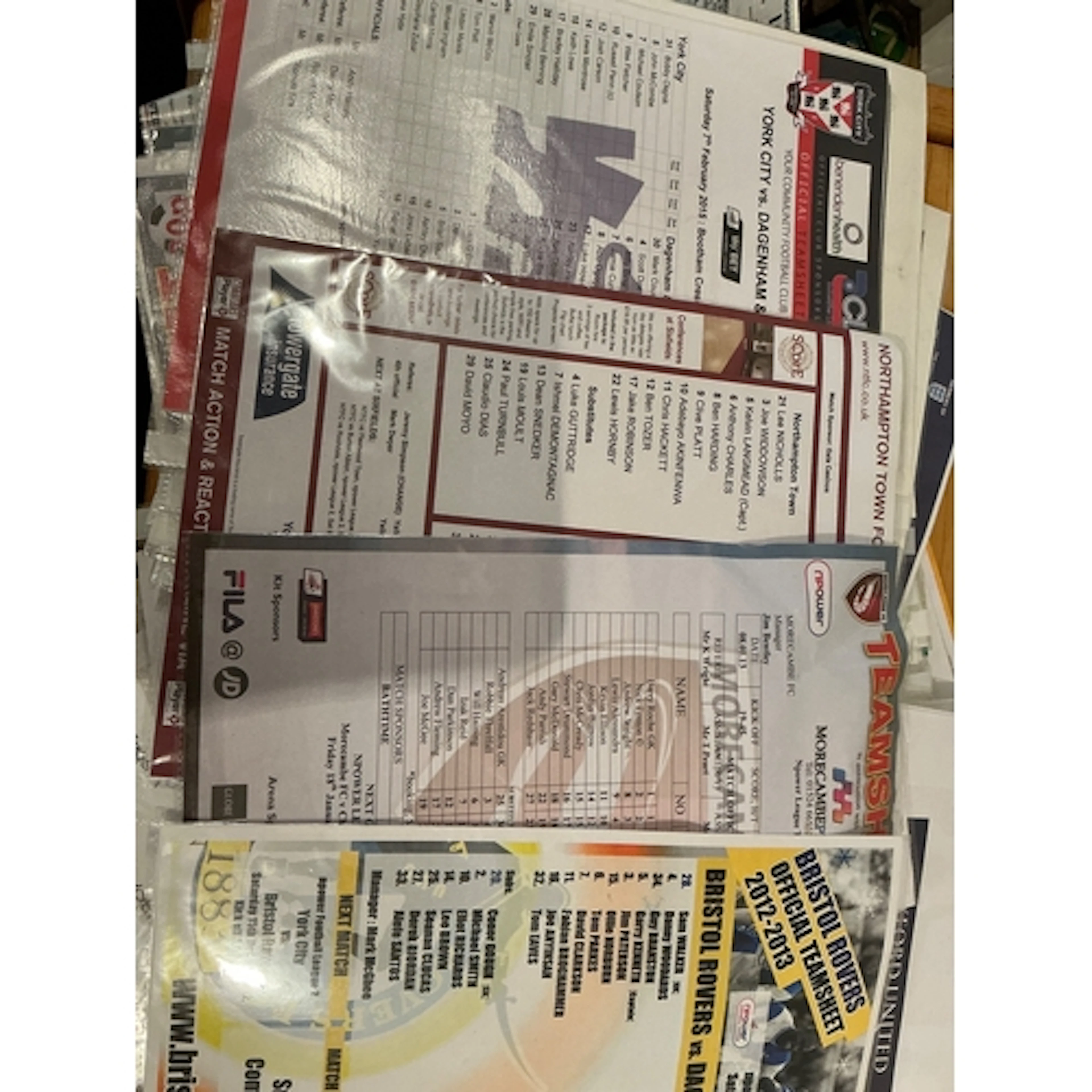 Dagenham and Redbridge Football Teamsheets: Large quantity o...