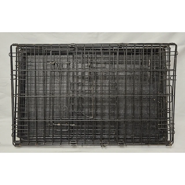 As New Pet Crate, black metal approx. 76cm W x 48cm D x 52cm...