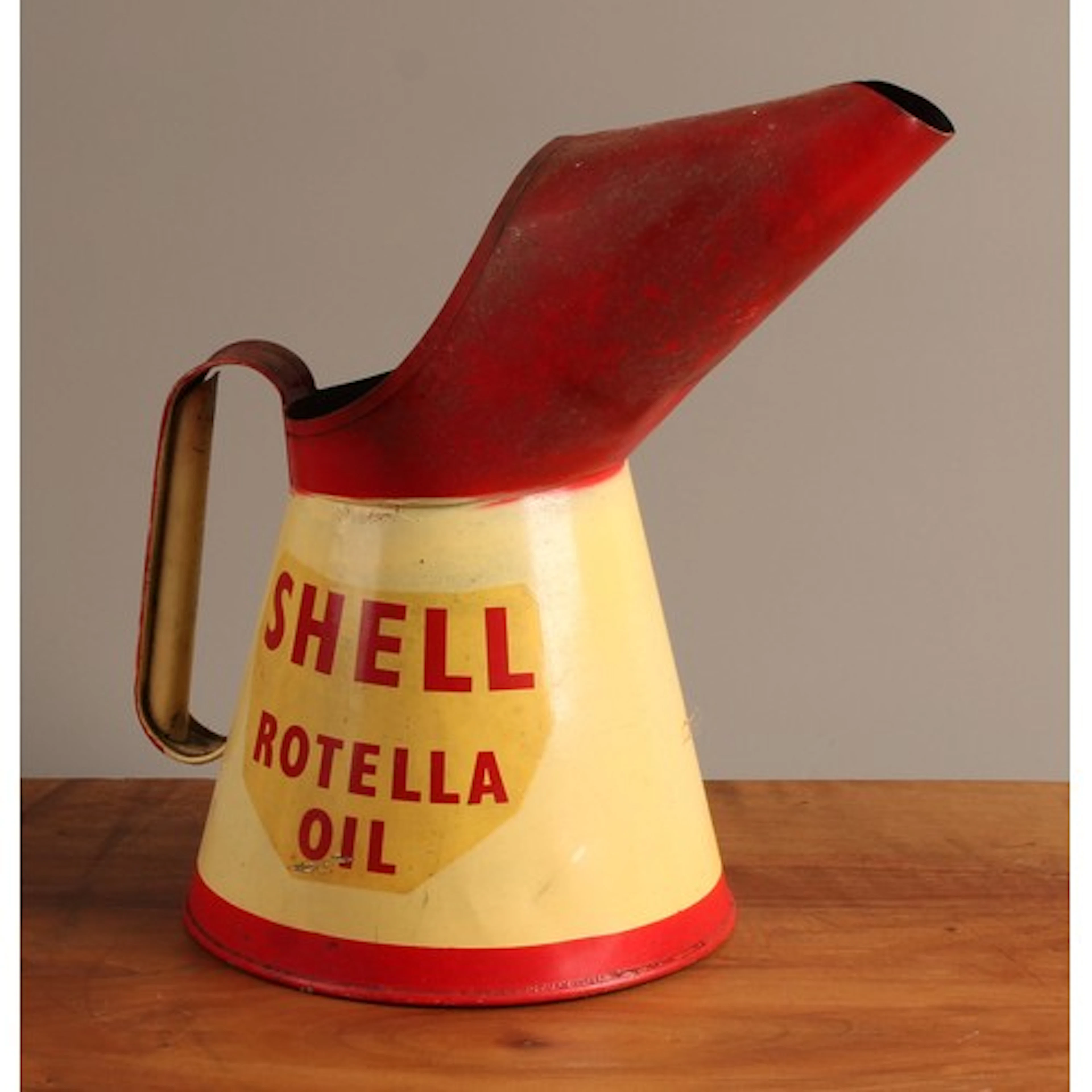 Petroliana - a half gallon tin oil pourer/jug, SHELL ROTELLA...