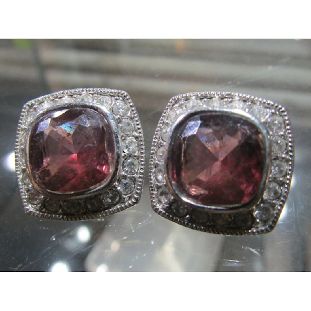 Pair of Silver Garnet Set Ladies Earrings