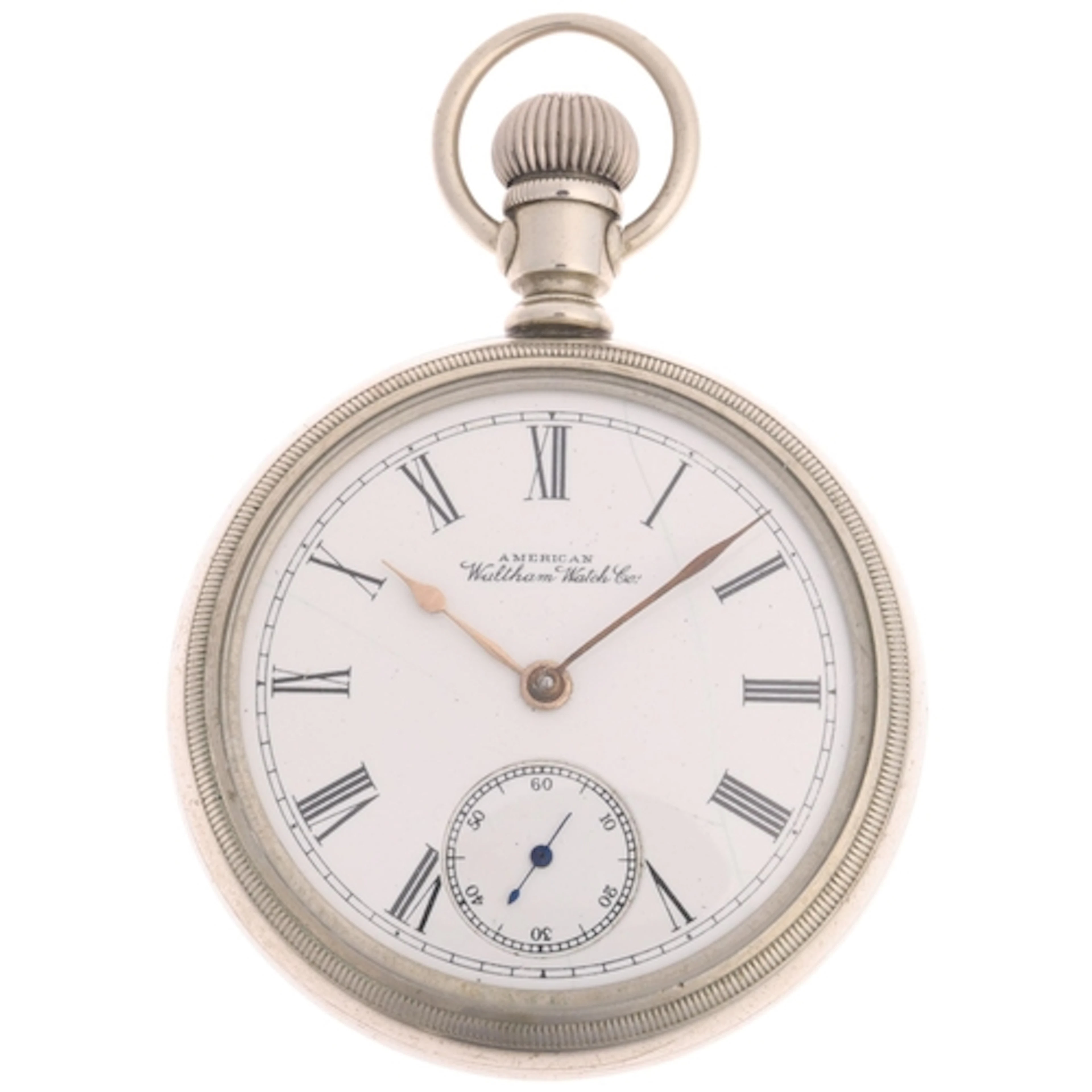 WALTHAM - an American silverode open-face keyless pocket wat...