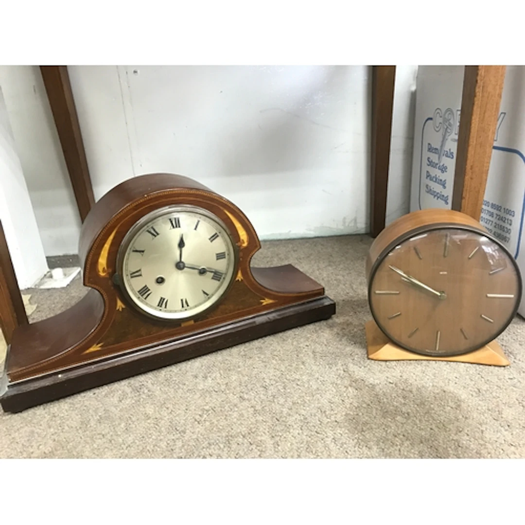 Edwardian mantle clock and a Smiths clock 18 and 24cm tall N...