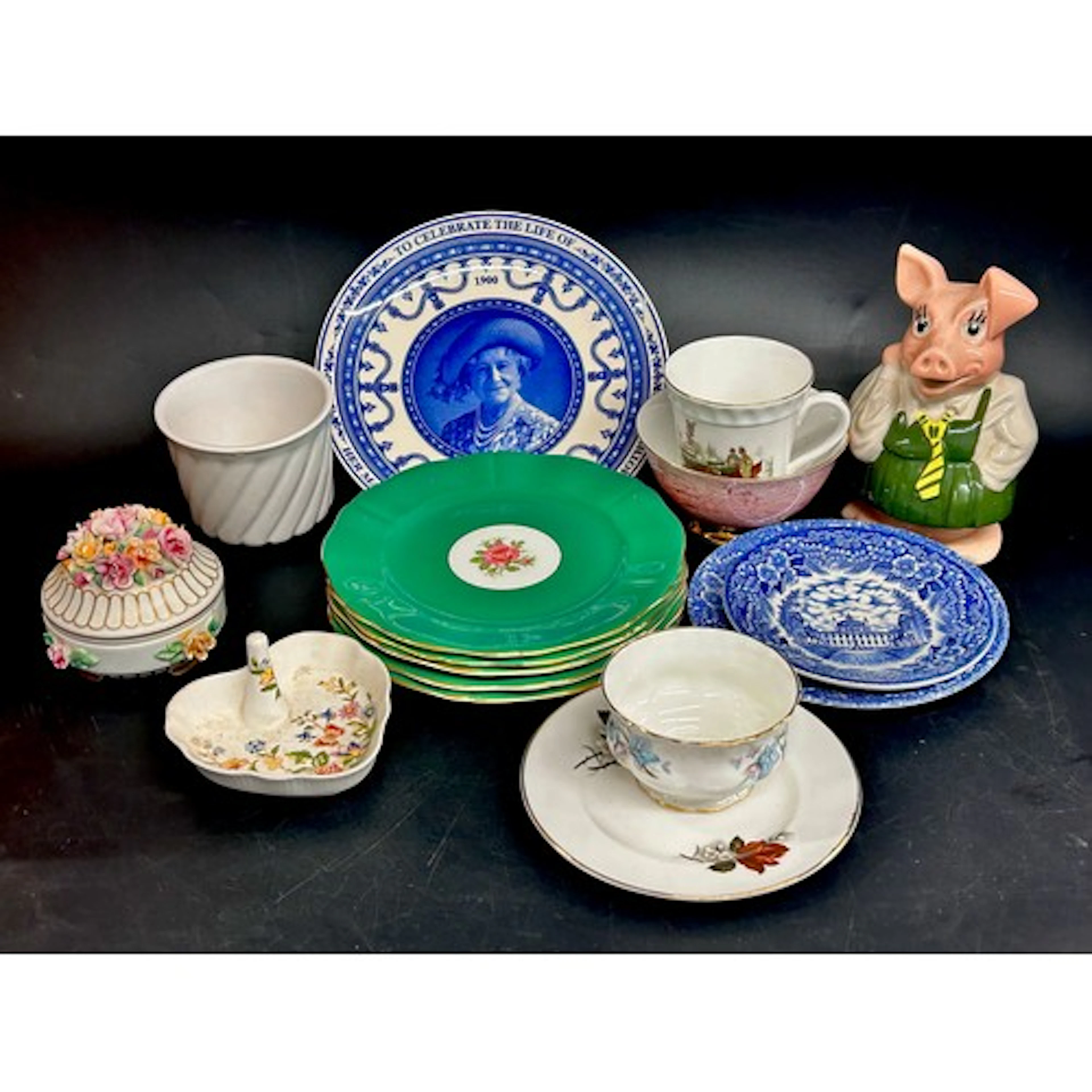 A collection of china Royal Albert, Wedgwood, NatWest pig, A...