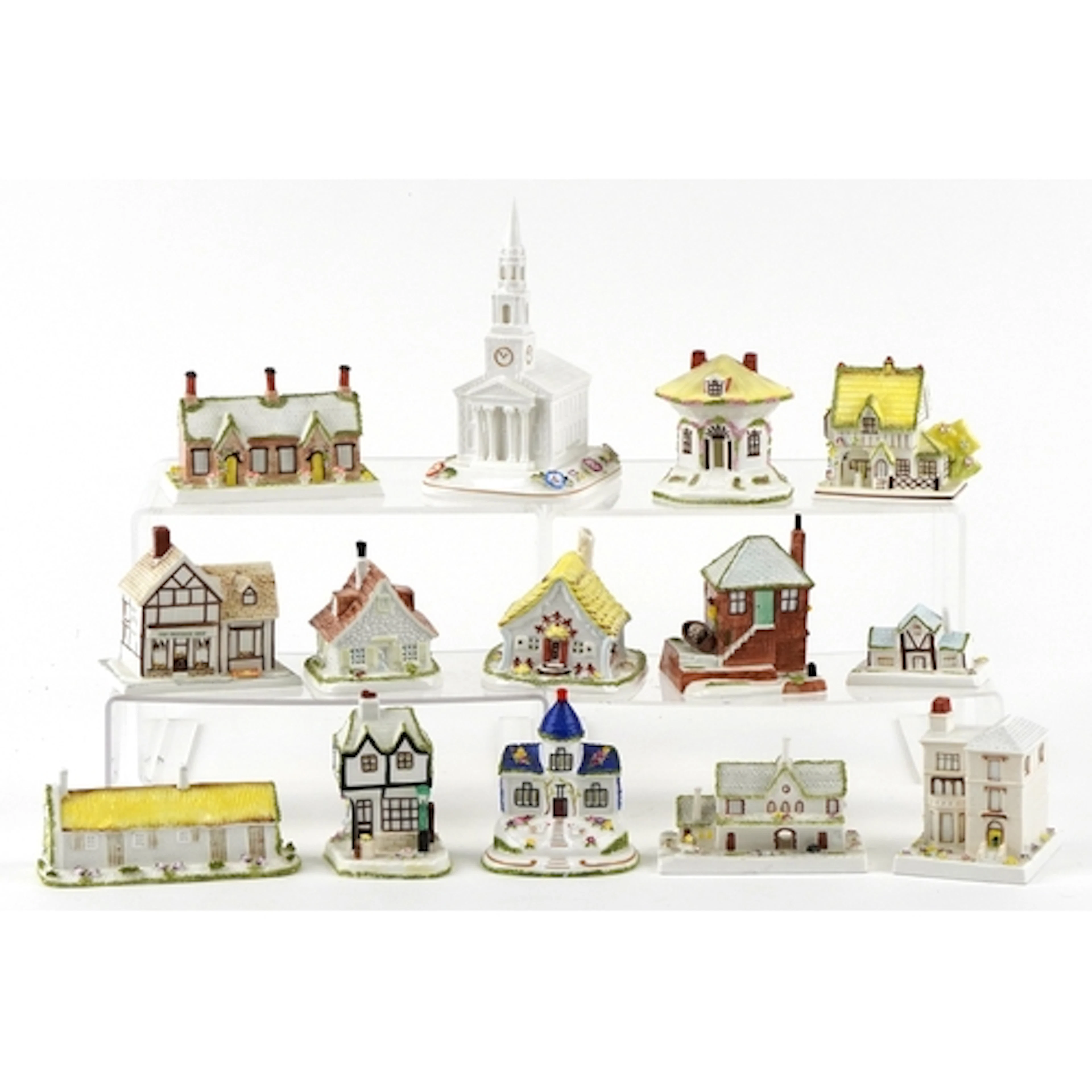 Collection of Coalport buildings and pastille burners includ...