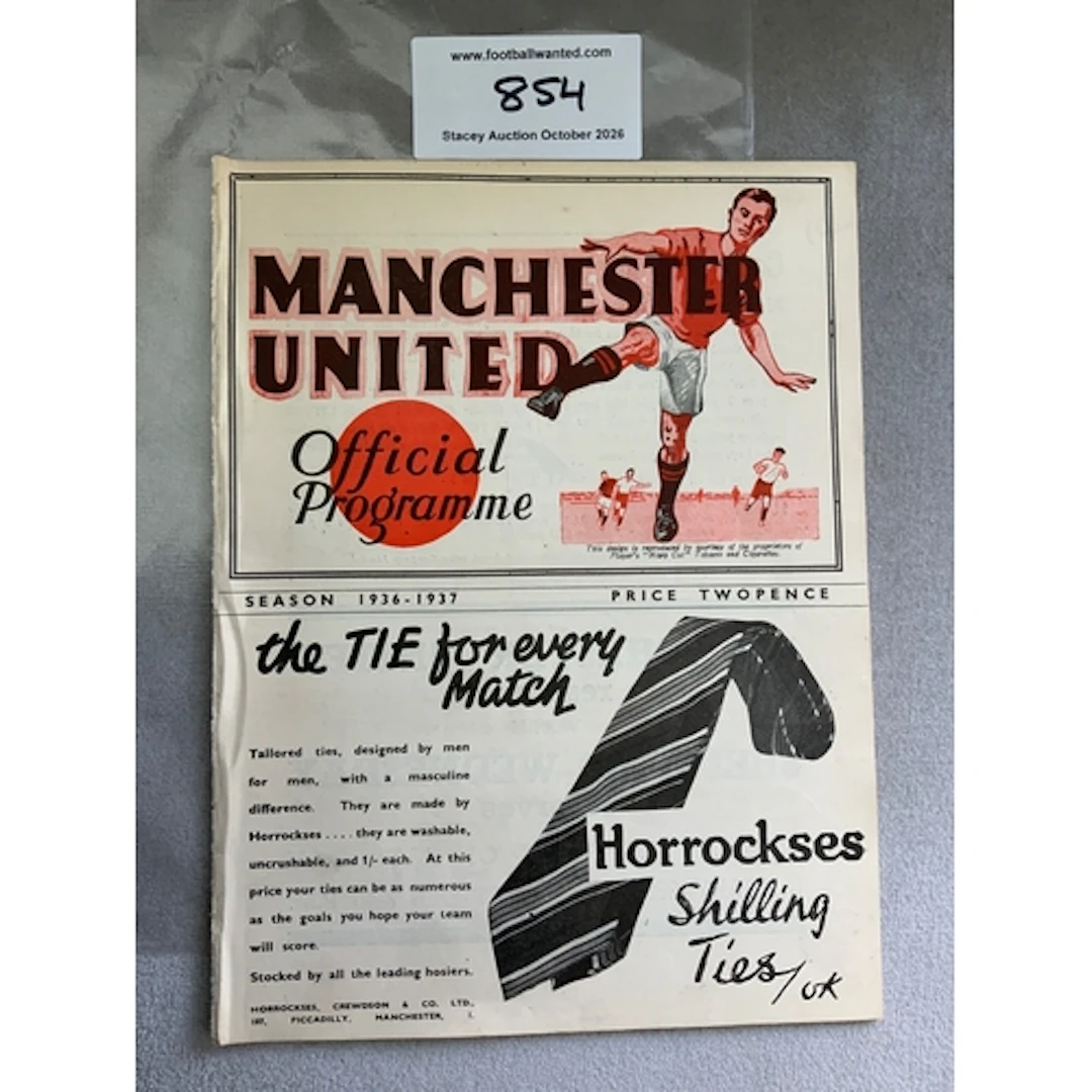 1936 - 1937 Manchester United v Reading FA Cup Football Prog...