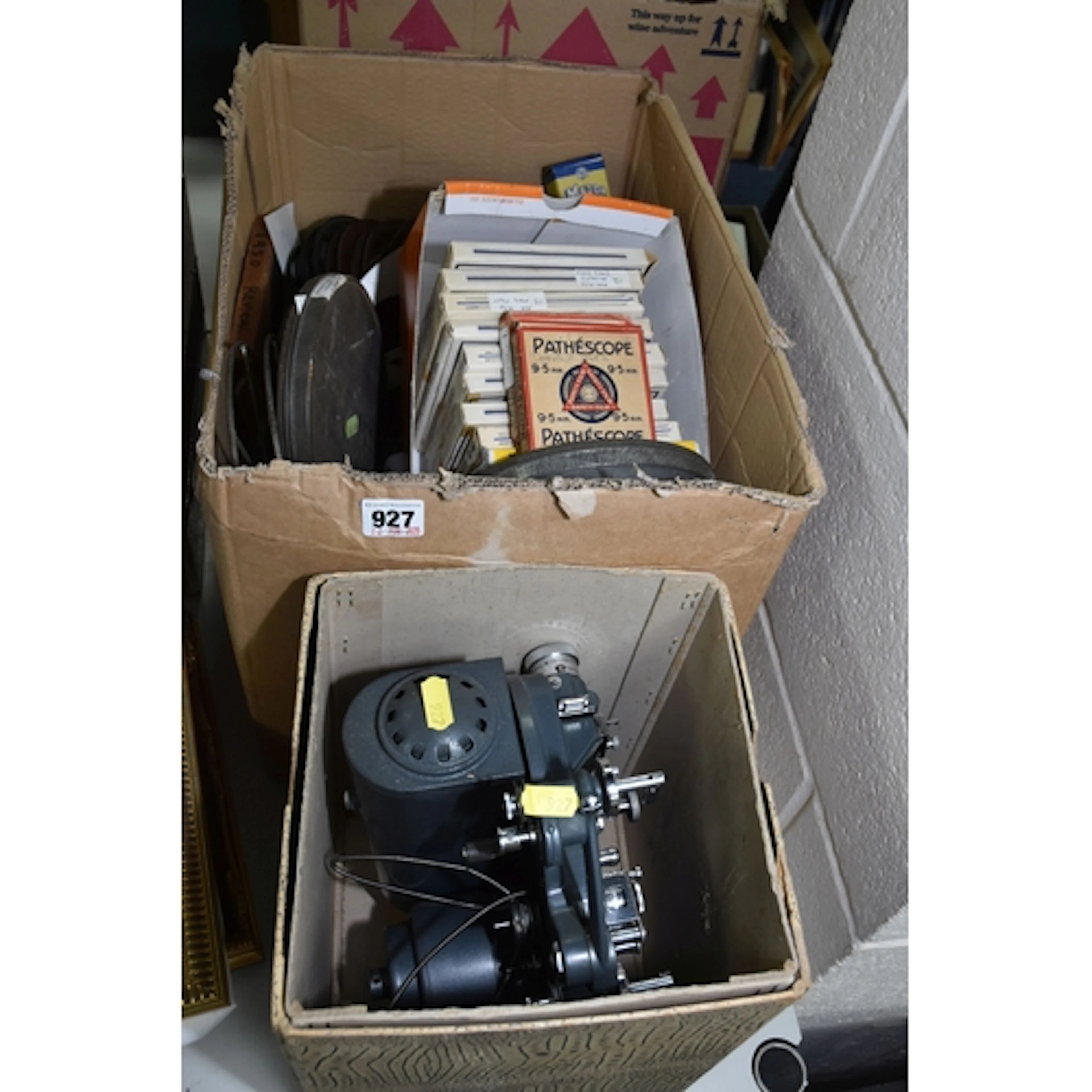TWO BOXES OF VINTAGE FILM RELATED ITEMS to include a Swiss m...