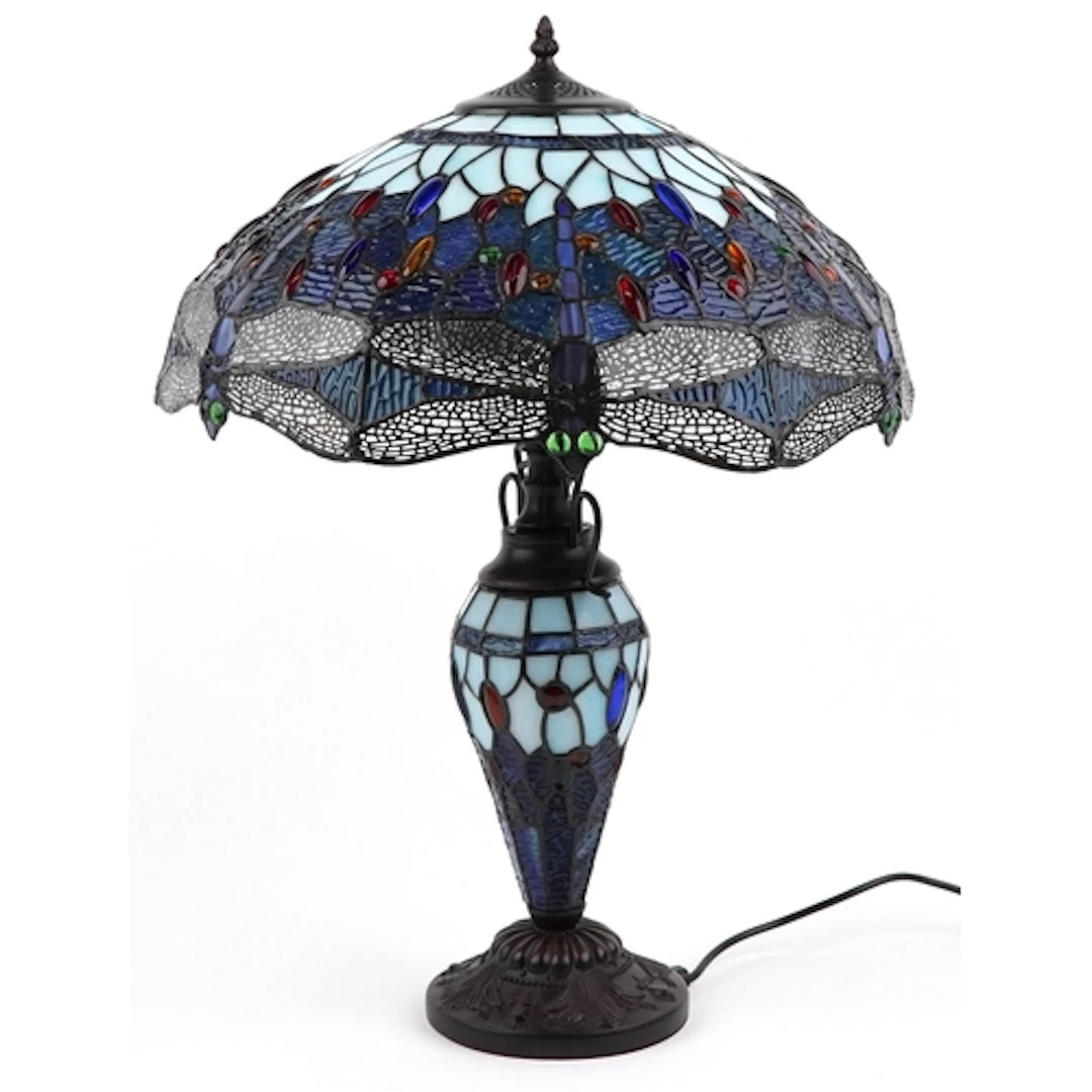 Tiffany style dragonfly design table lamp with leaded glass ...