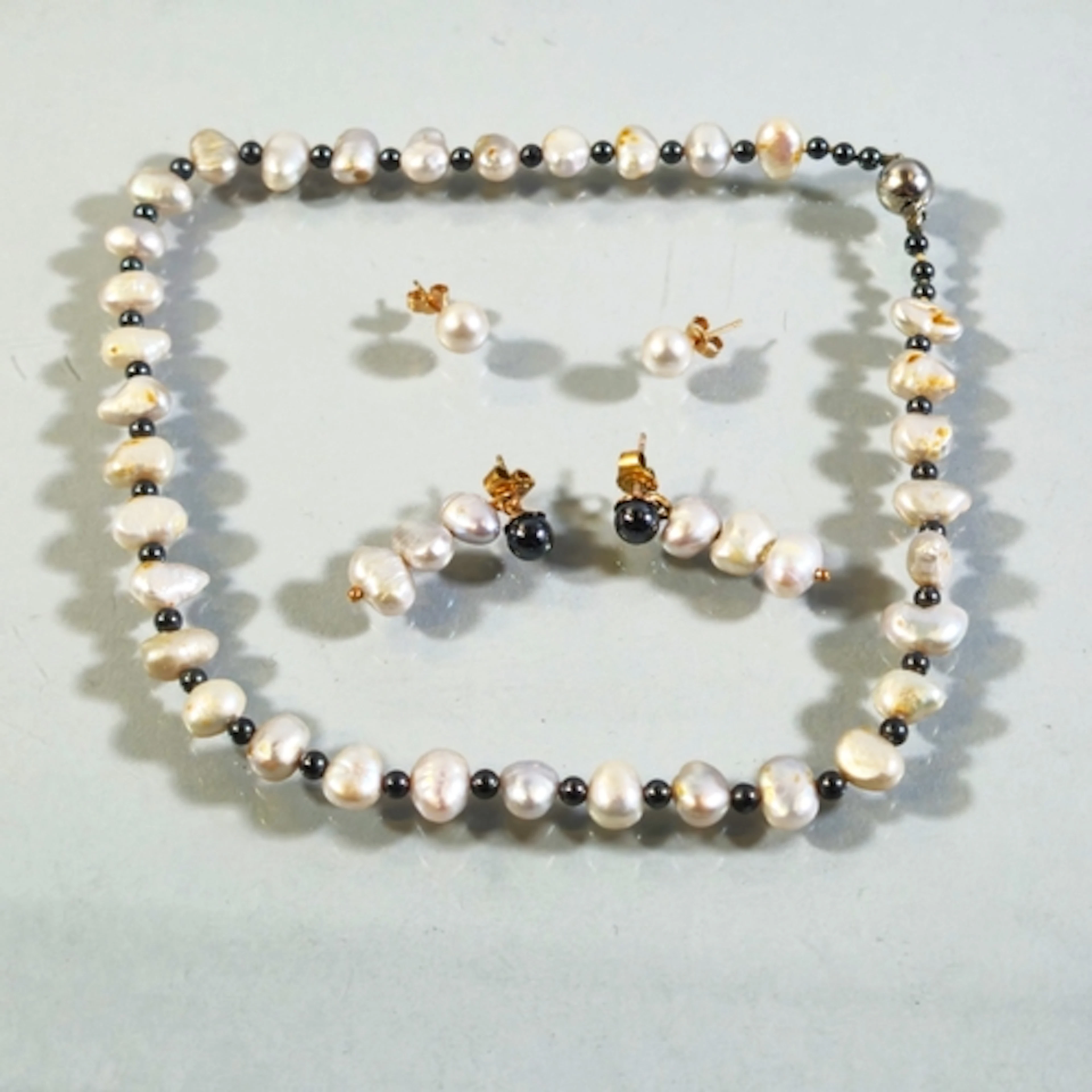 Honora style grey freshwater pearl necklace with irregular s...