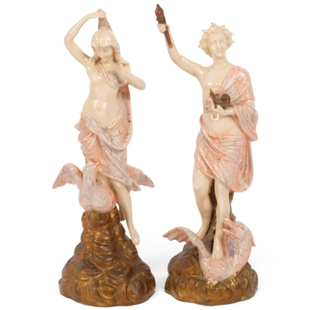 A pair of Antique porcelain Neo-Classical figures, depicting...