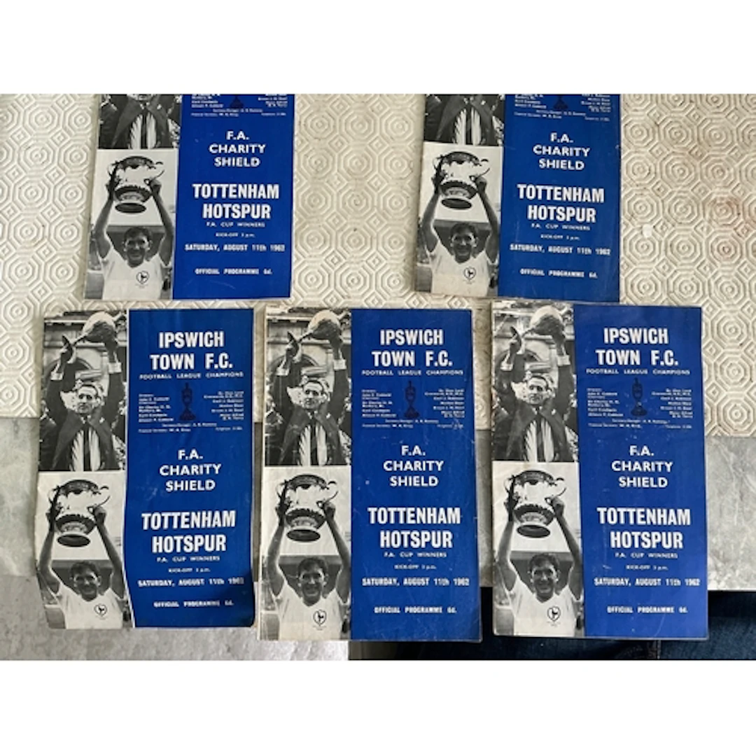 1962 Charity Shield Football Programmes: Ipswich v Tottenham...