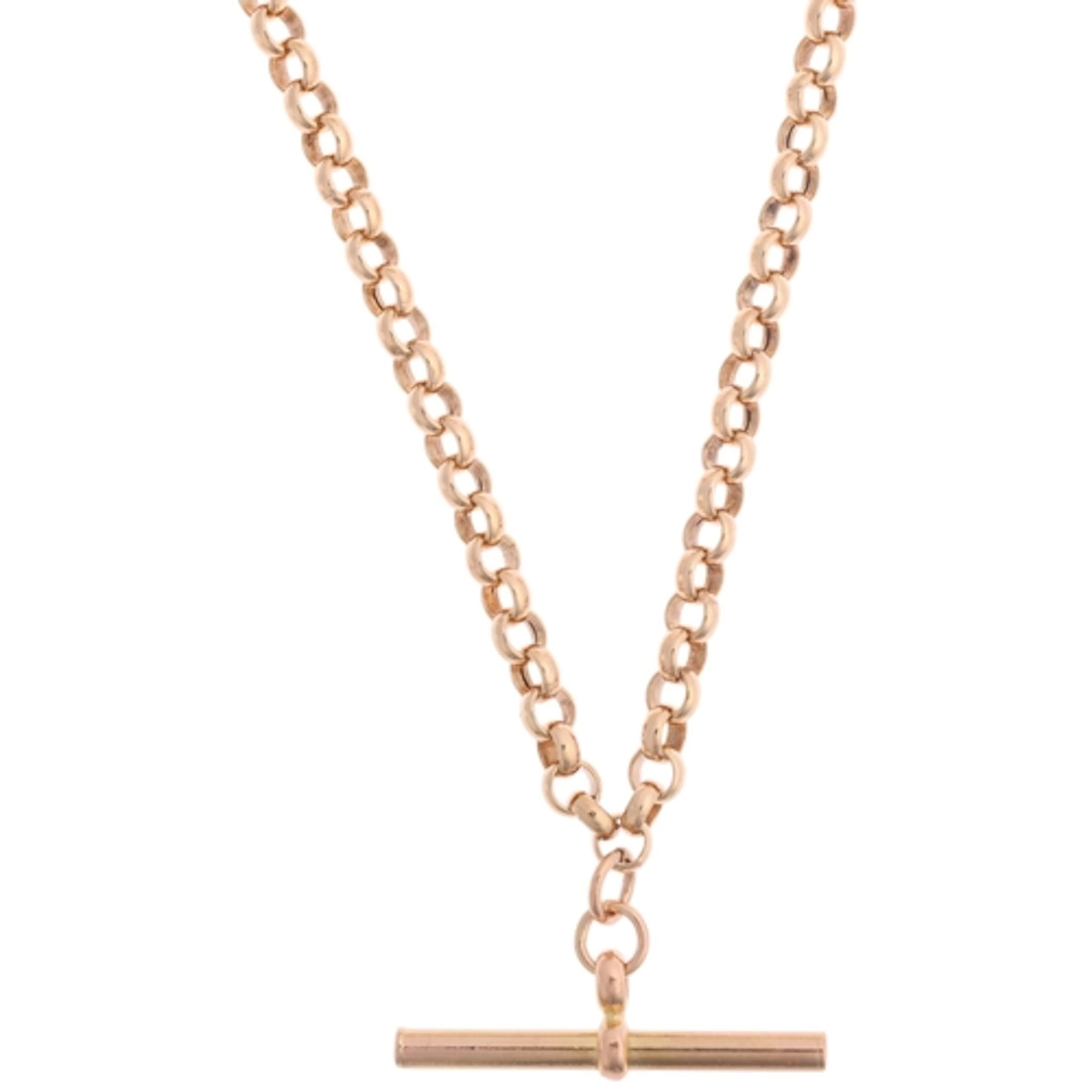 A Vintage 9ct gold belcher link Albert chain necklace, with ...
