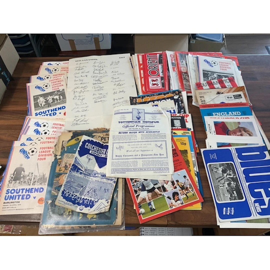 Qty vintage football programmes and football posters etc, We...