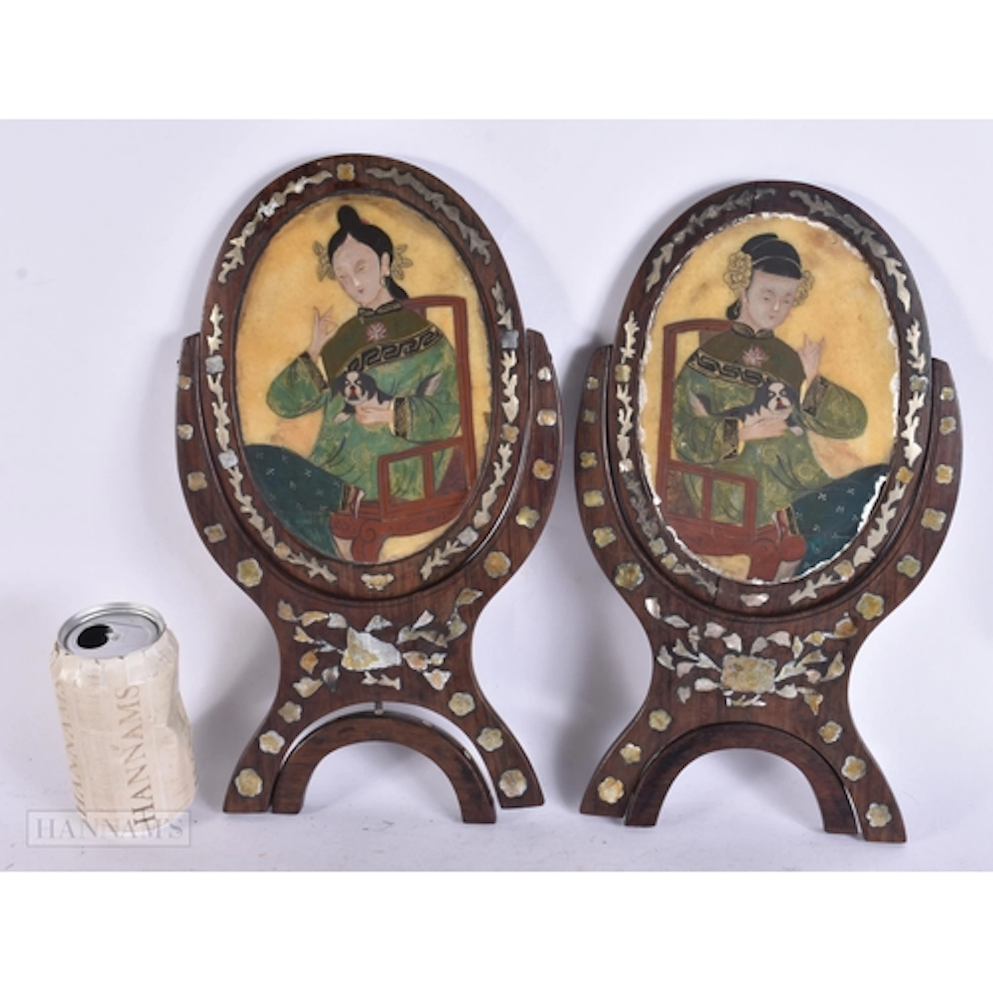 AN UNUSUAL PAIR OF CHINESE QING DYNASTY MOTHER OF PEARL INLA...