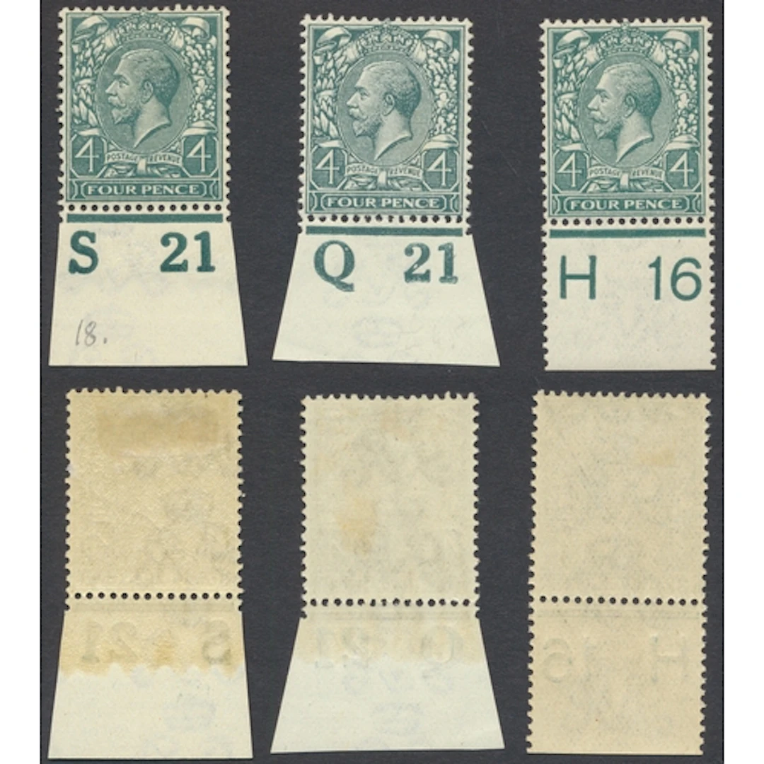 1913 4d grey-green M, control H16. type (p) control Q21. and...