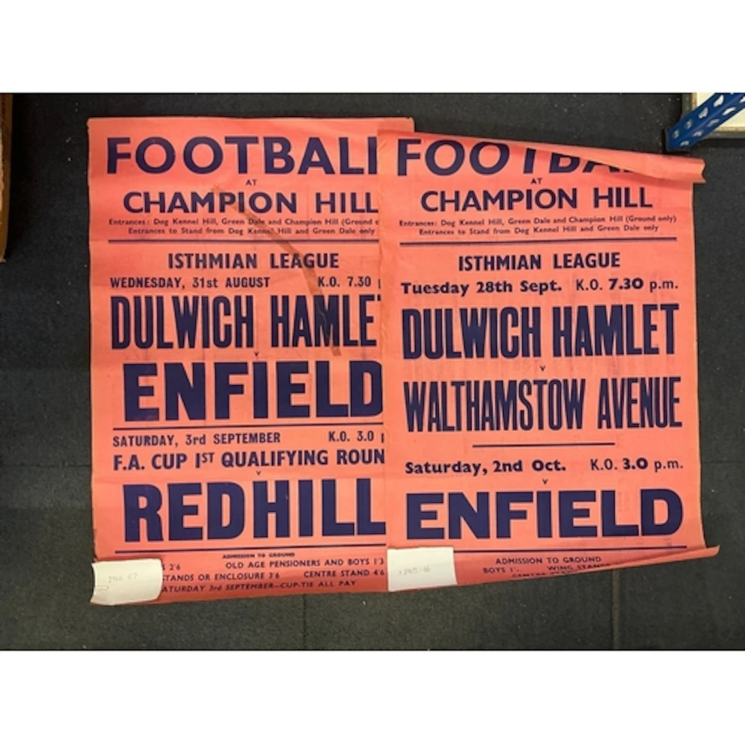 Enfield 1960s Football Match Advertisement Posters: Measurin...