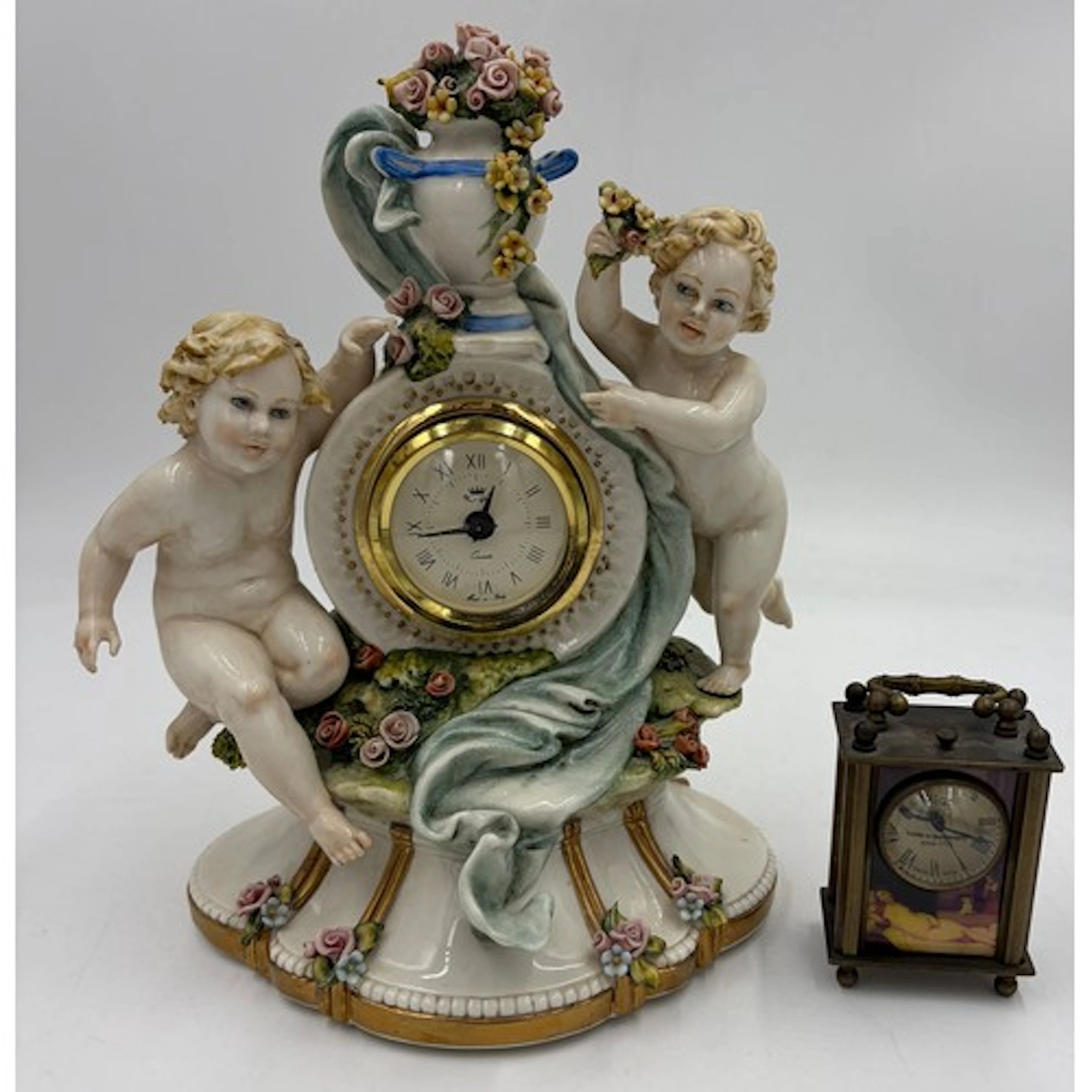 An Omega miniature carriage clock, the dial marked 'Omega, M...