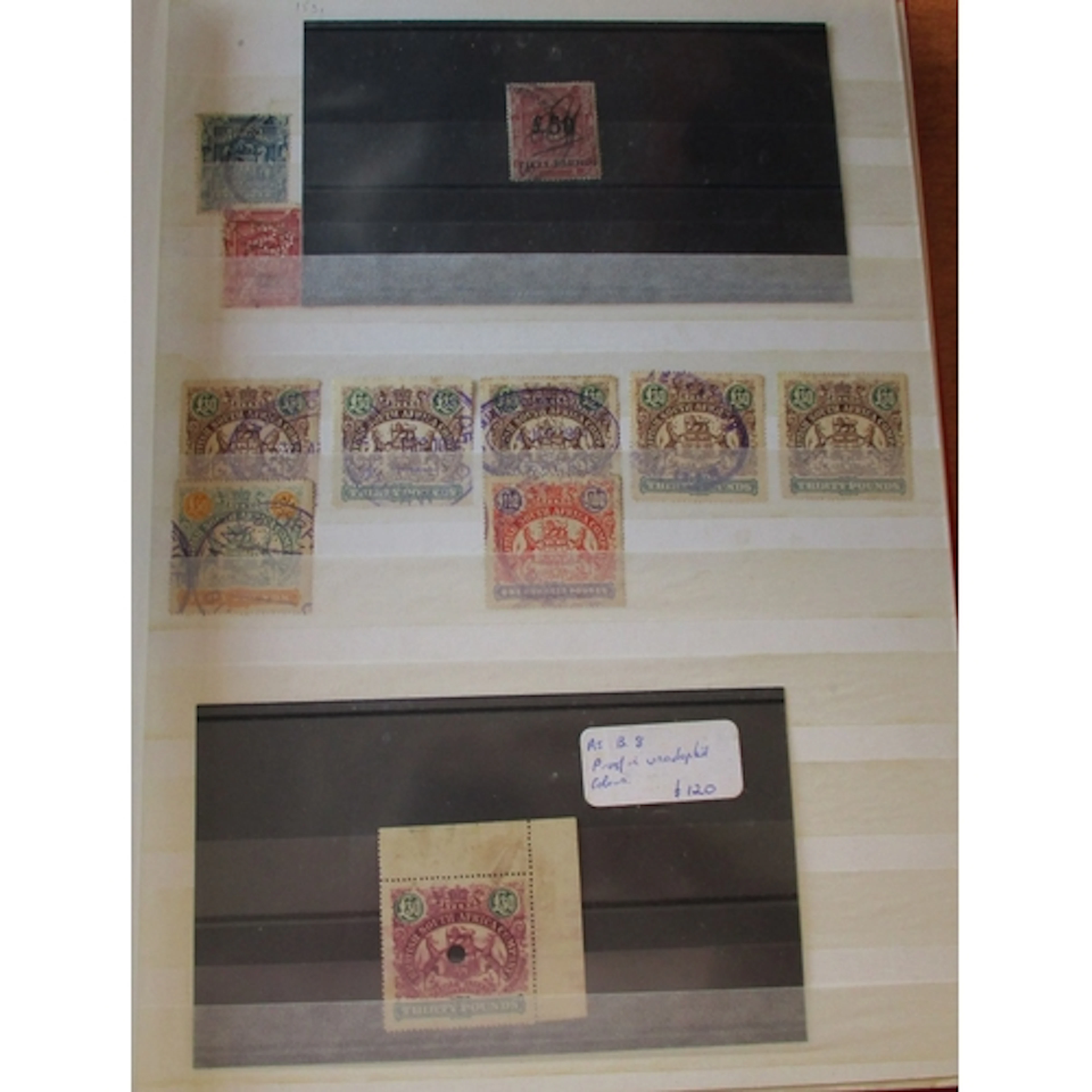 Rhodesia. A used collection of fiscals and revenues in 3 sto...