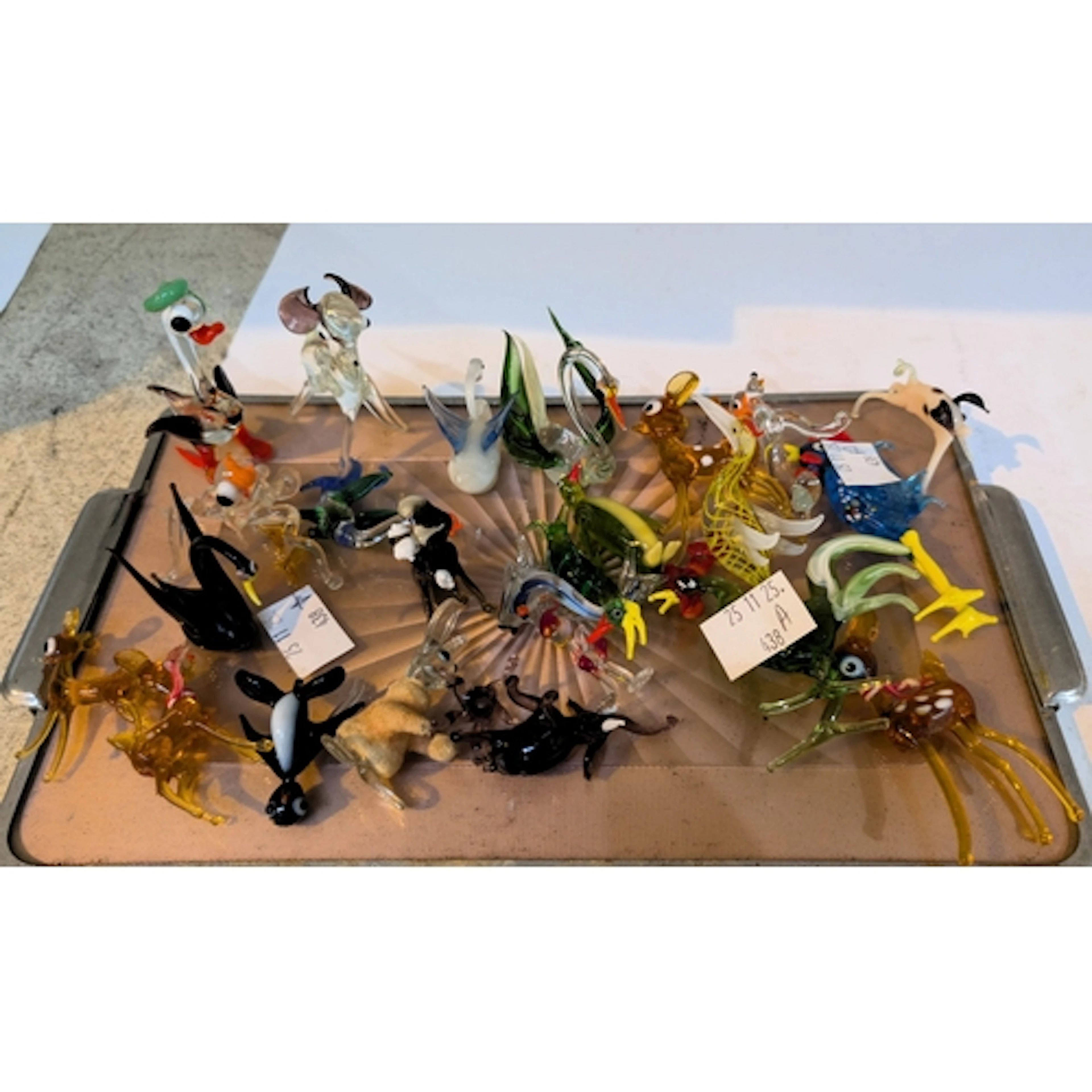 A collection of Murano vintage glass miniature animals, floc...