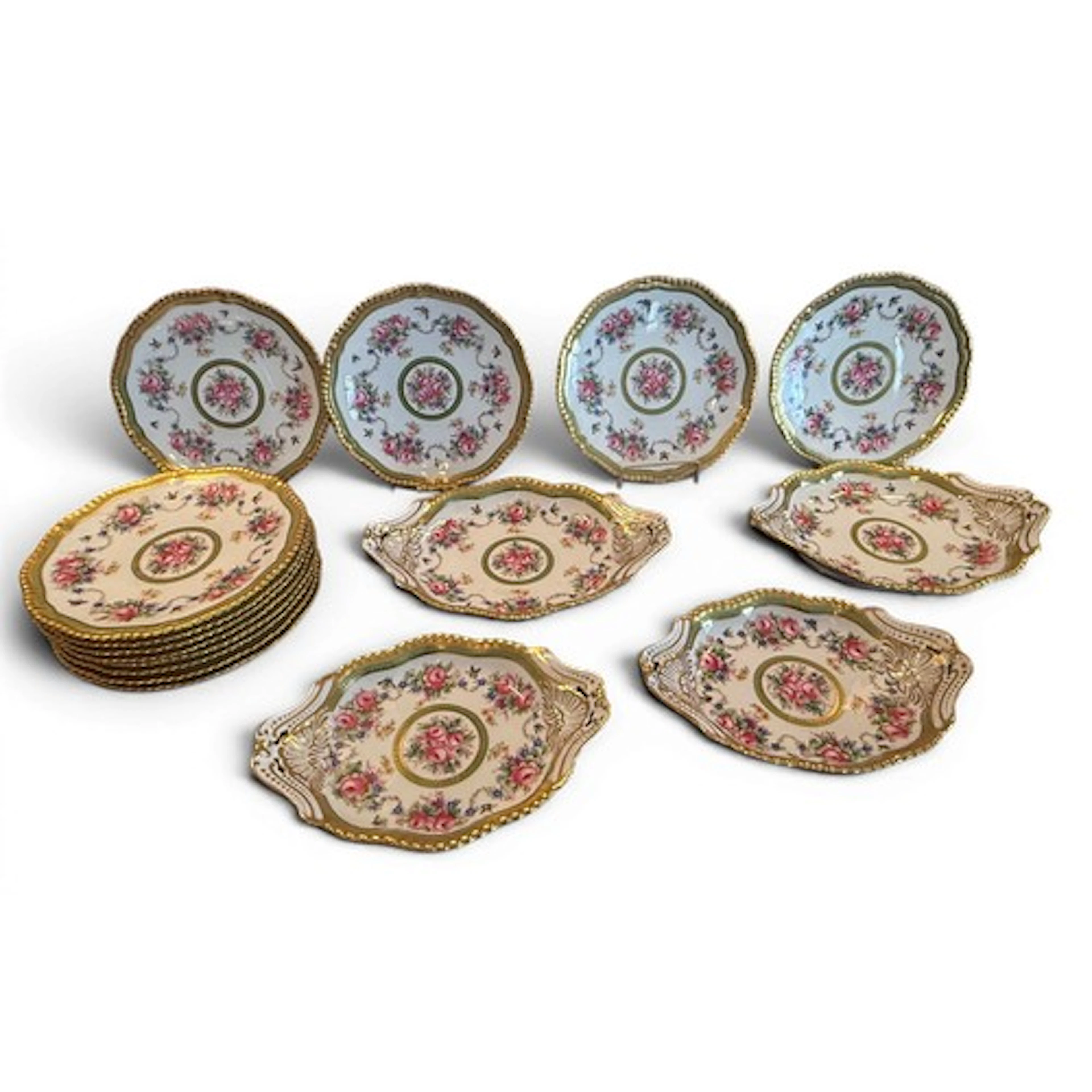 Spode Copelands dessert service comprising 12 plates 22.5cm ...