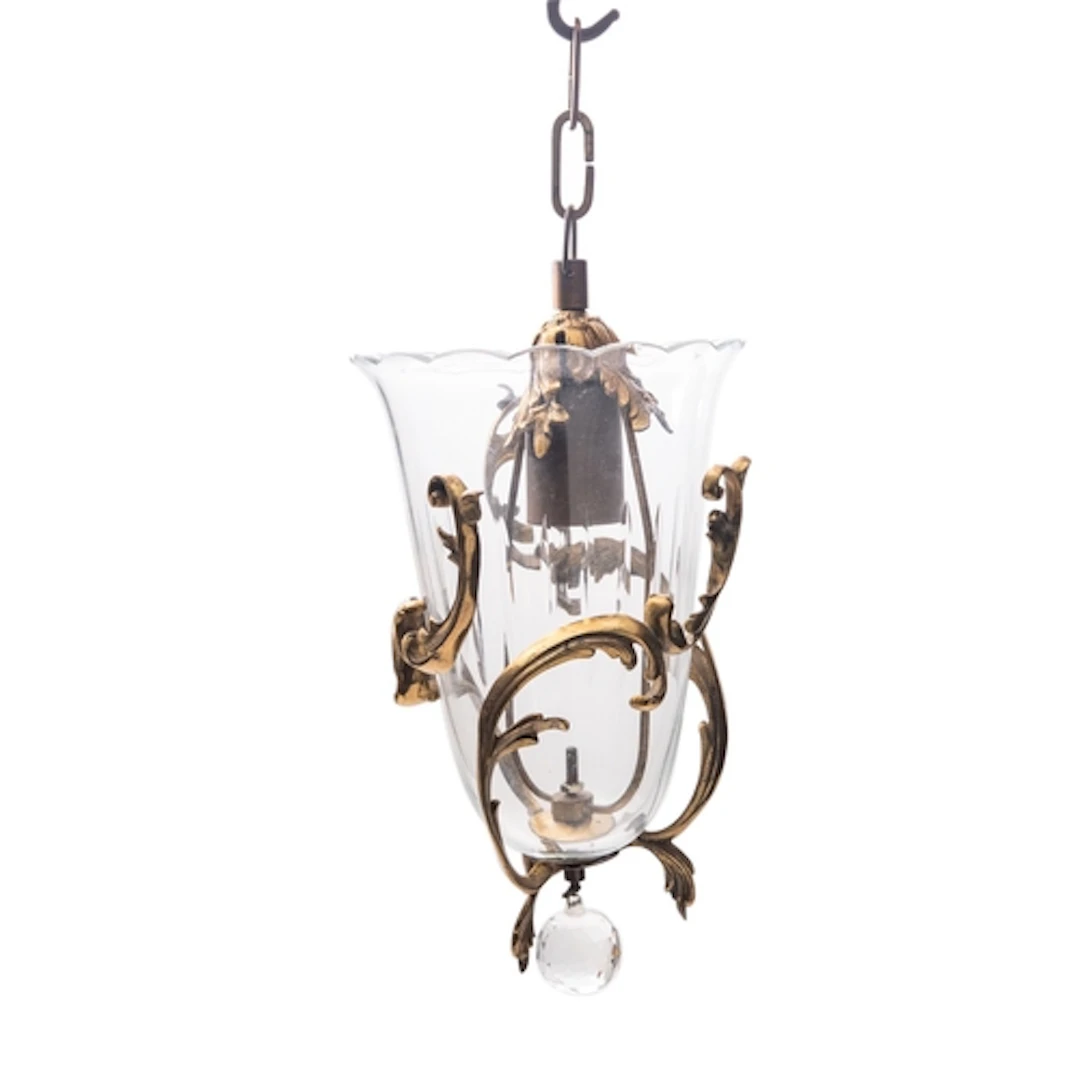 A gilt bronze mounted glass ceiling lantern, in Rococo Reviv...