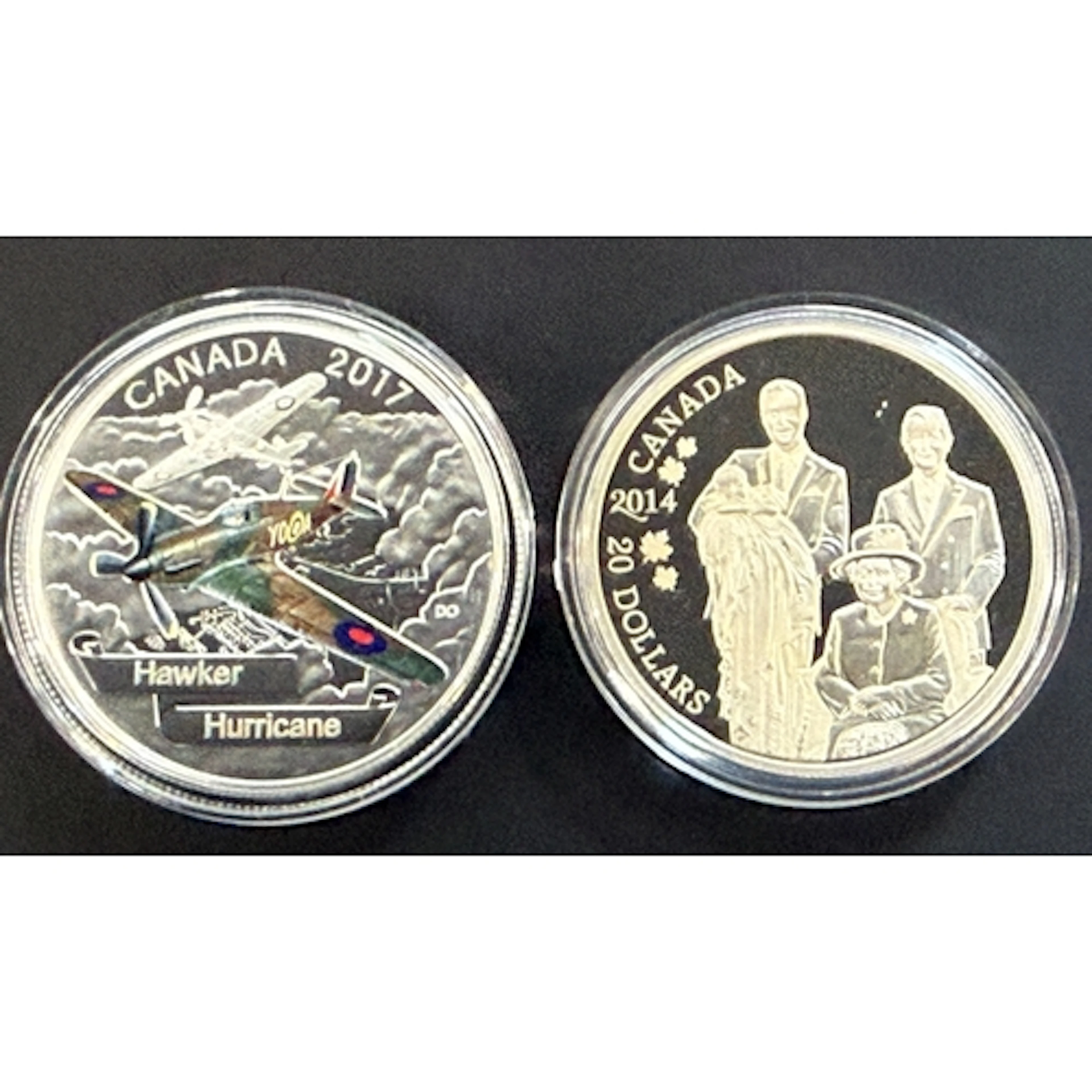 A pair of Canadian silver proof $20 coins, comprising 2014 R...